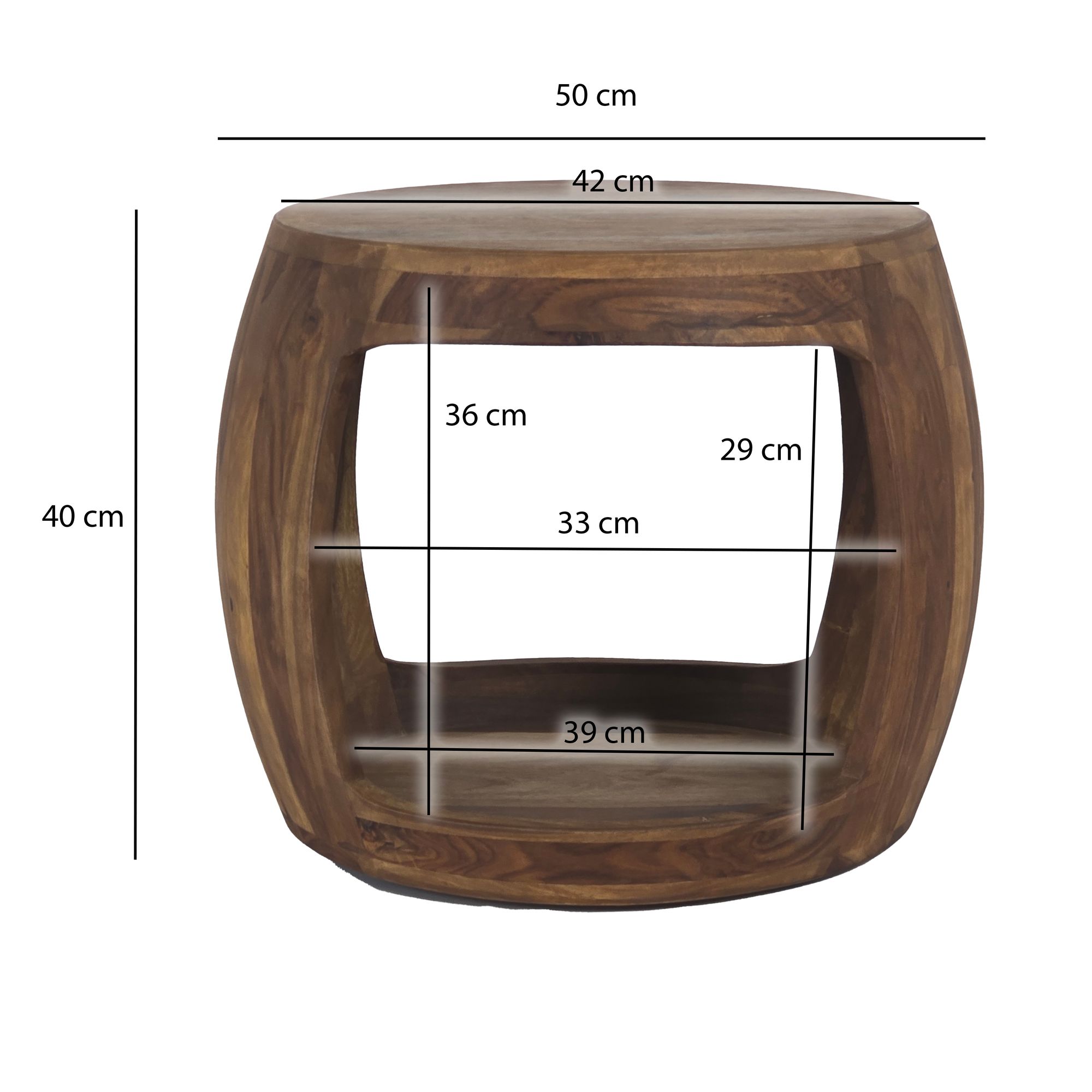 Beistelltisch Kragero Massivholz Dunkelbraun Ø 50 cm