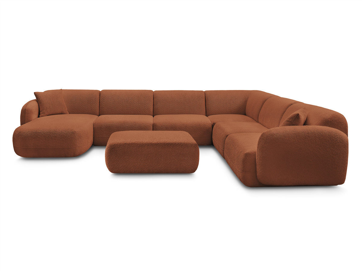 Bobochic Anda Wohnlandschaft mit Pouf 373 × 289 cm Chenille Orange Ecke rechts