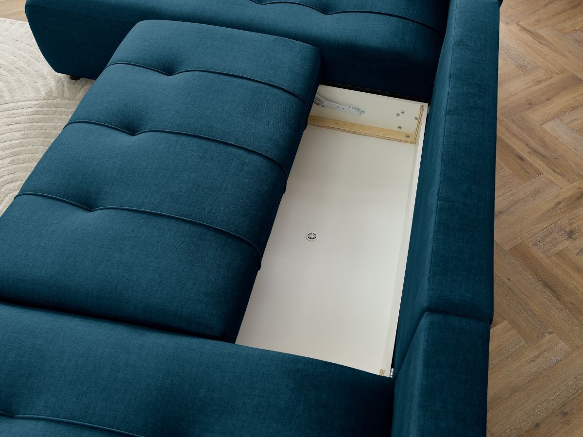 Bobochic Arsene Wohnlandschaft Samt Blau Ecke rechts