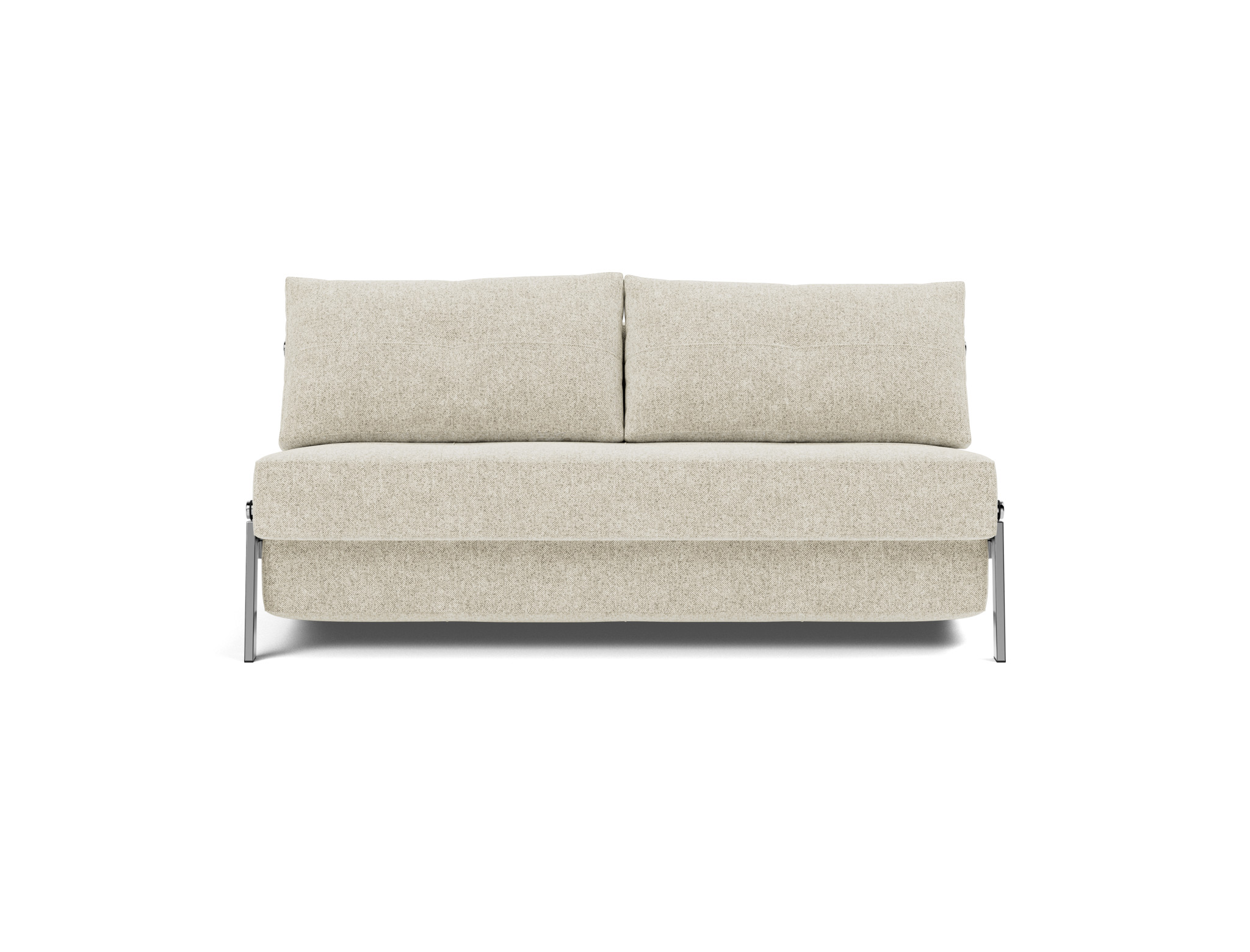 Schlafsofa Cubed 160 Strukturierter Stoff Taura 357-Off-White Beine Chrom