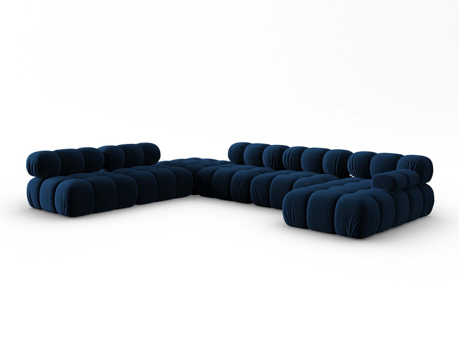 Micadoni Modulares Panorama Ecksofa Bellis 7-Sitzer Links Samt Bluvel Königsblau