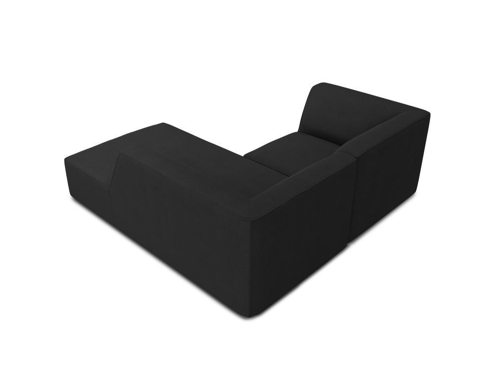 Cosmopolitan Design Ecksofa Siena 3-Sitzer Strukturierter Stoff Ottawa Schwarz Rechts