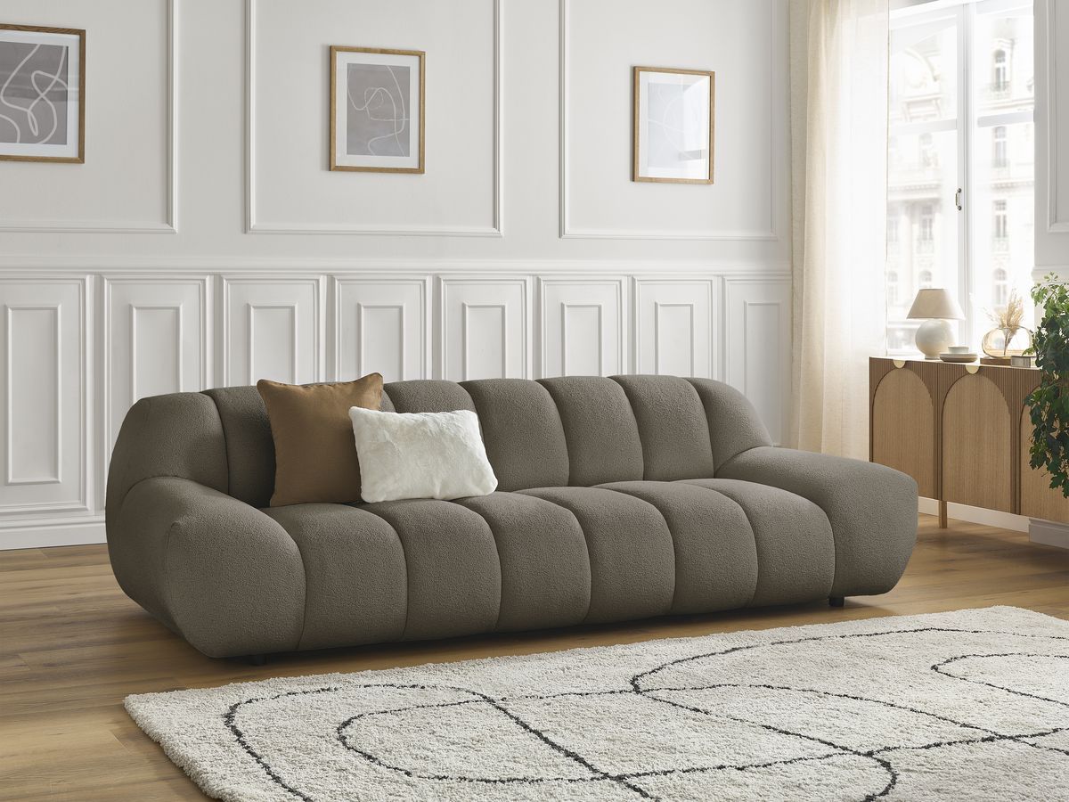 Bobochic Hayden Sofa 3-Sitzer Bouclé-Stoff Braun