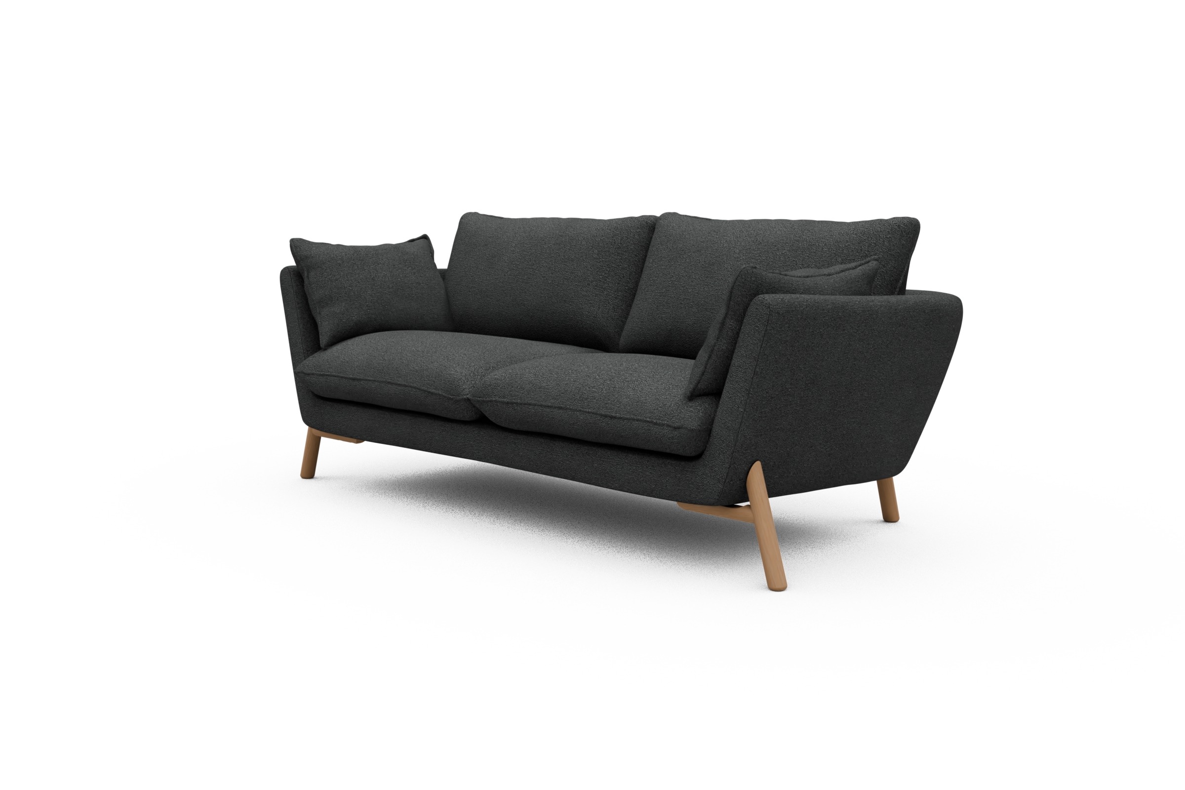 Sofa Emil 2-Sitzer Beinfarbe Eiche Natur Boucle-Charcoal