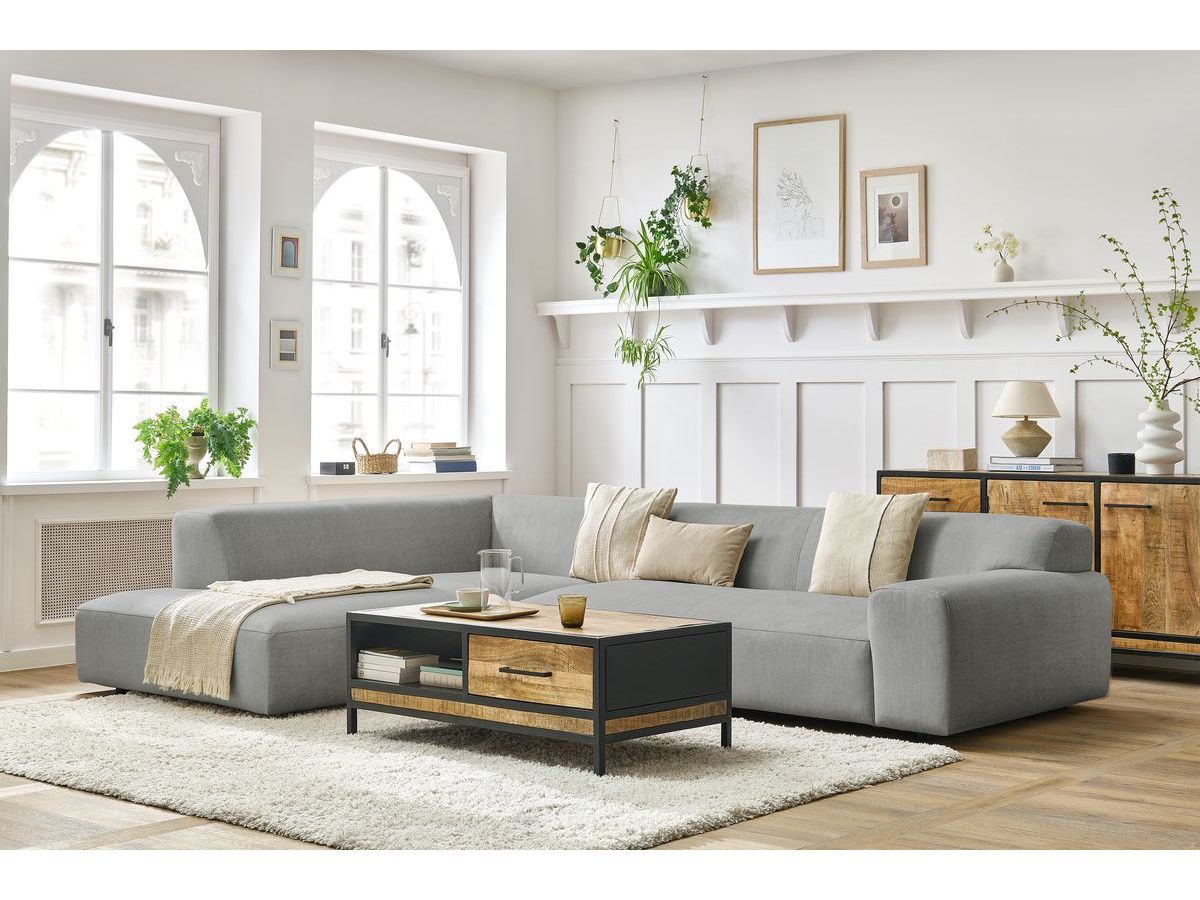 Bobochic Lavena Ecksofa 312 × 220 cm Samt Hellgrau Ecke links