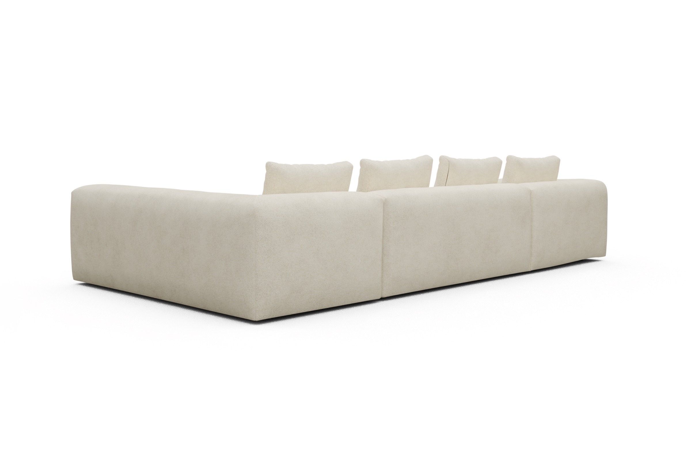 Wohnlandschaft Fred Chaiselongue links mit 2-Sitzer und lange Armlehne rechts Boucle-Off-White