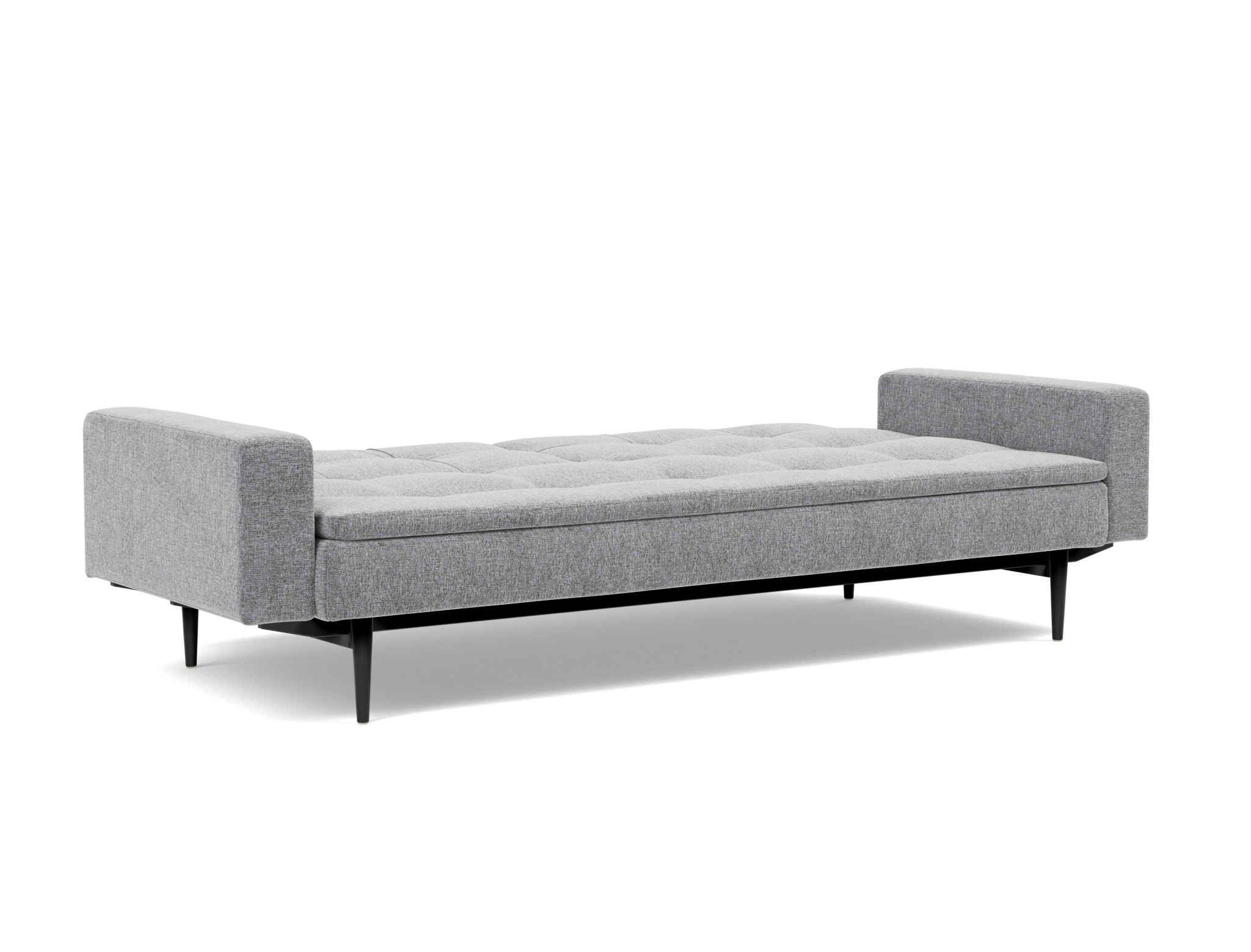 Schlafsofa Dublexo mit Armlehnen Strukturierter Stoff Twist 565-Granite Beine Styletto Eiche schwarz