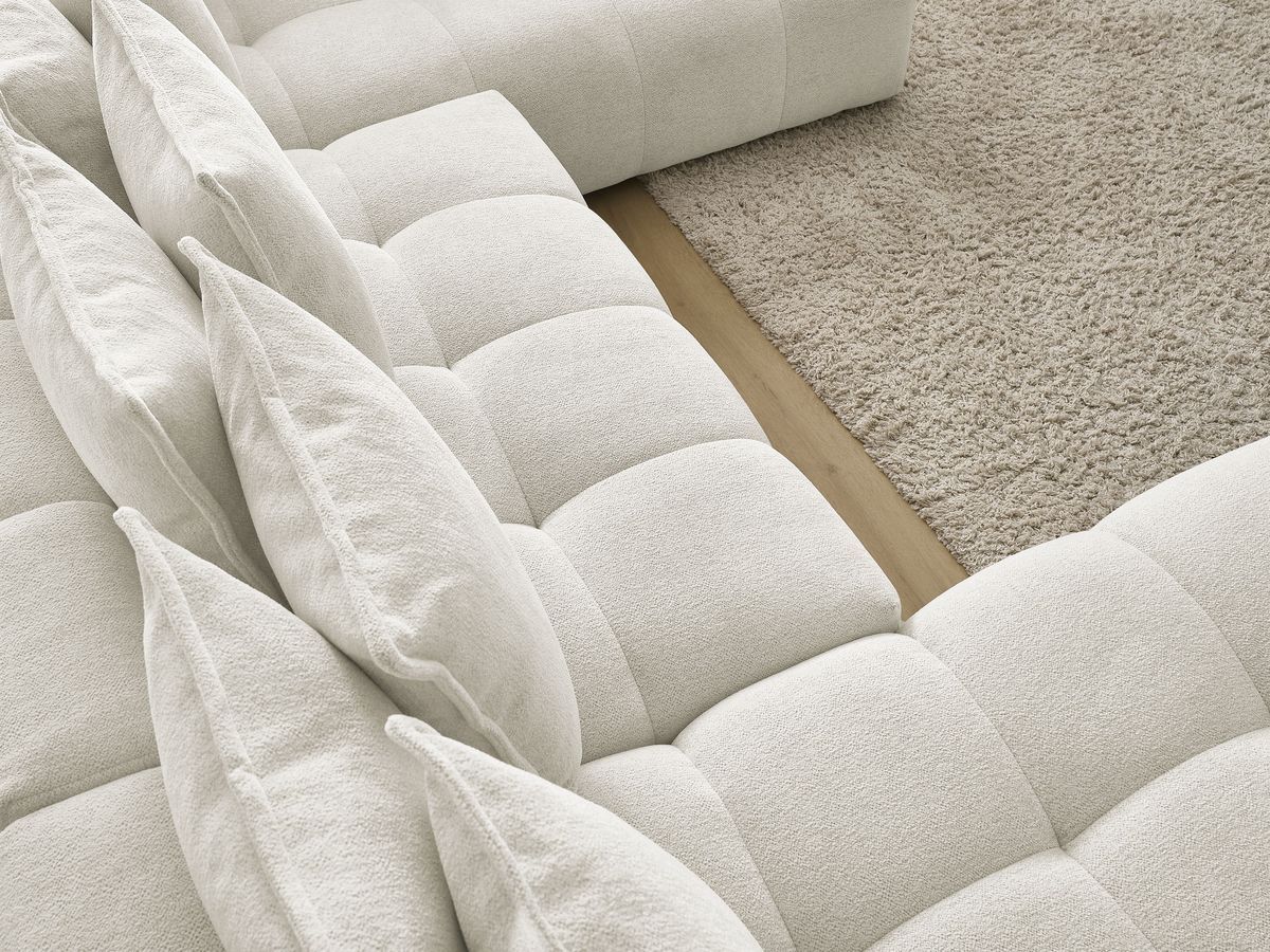 Bobochic Everest Wohnlandschaft, 14 Kissen Melange-Stoff Weiß Ecke links