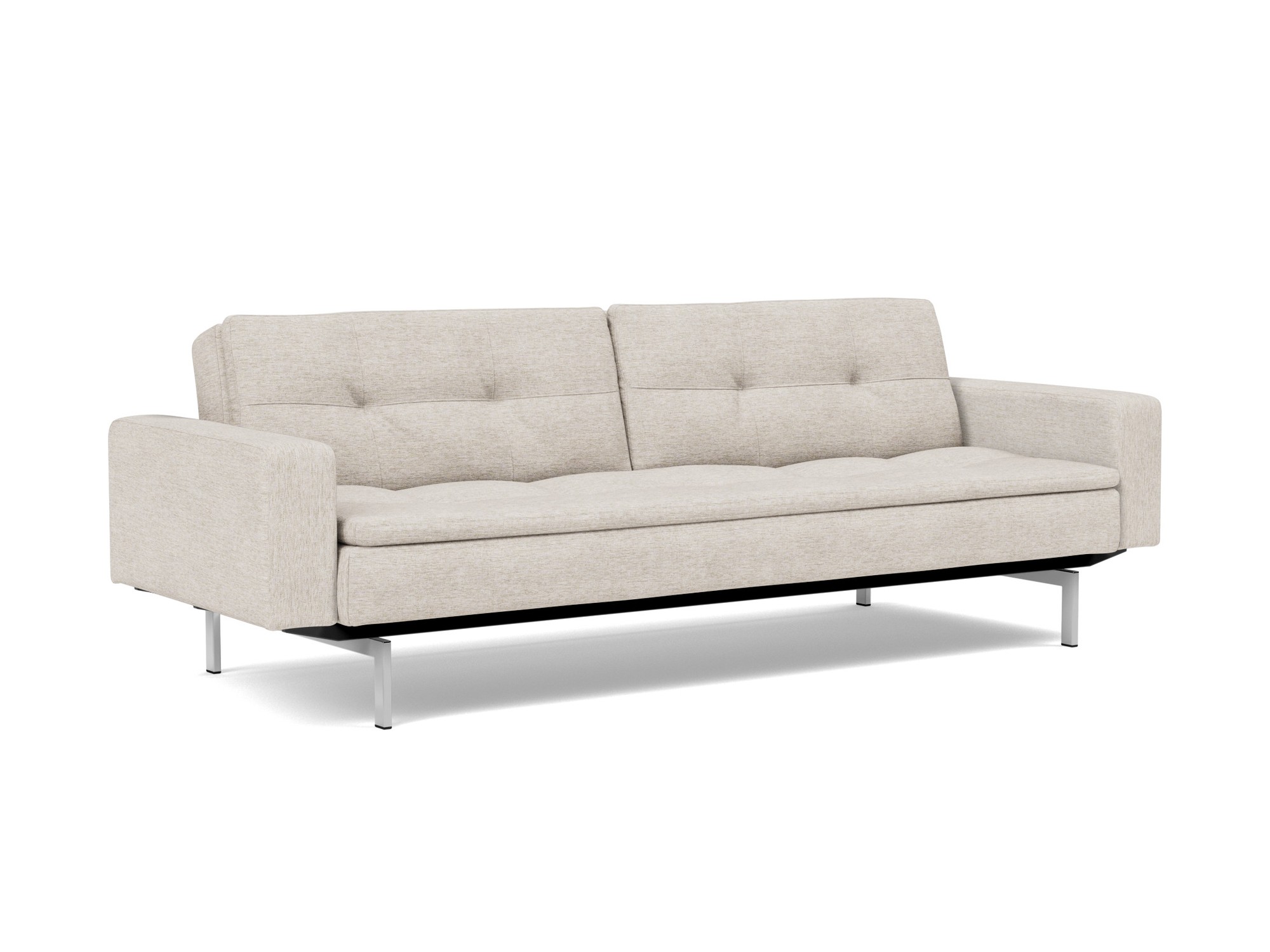 Schlafsofa Dublexo mit Armlehnen Chenille Yuveno 470-Natural Beine Chrom
