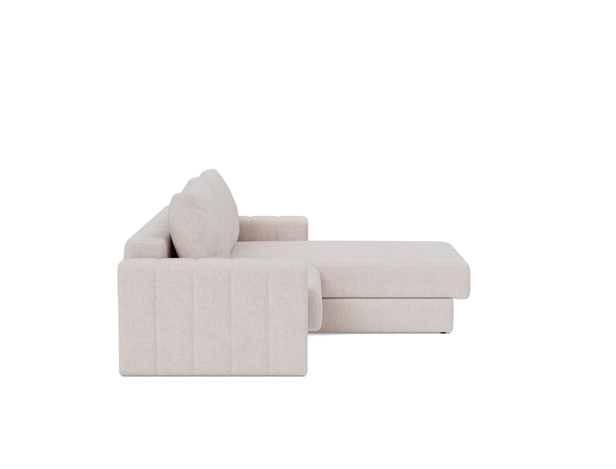 Schlafsofa Akello mit Chaiselongue und Armlehnen Strukturierter Stoff Weda 300-Weda-Sand