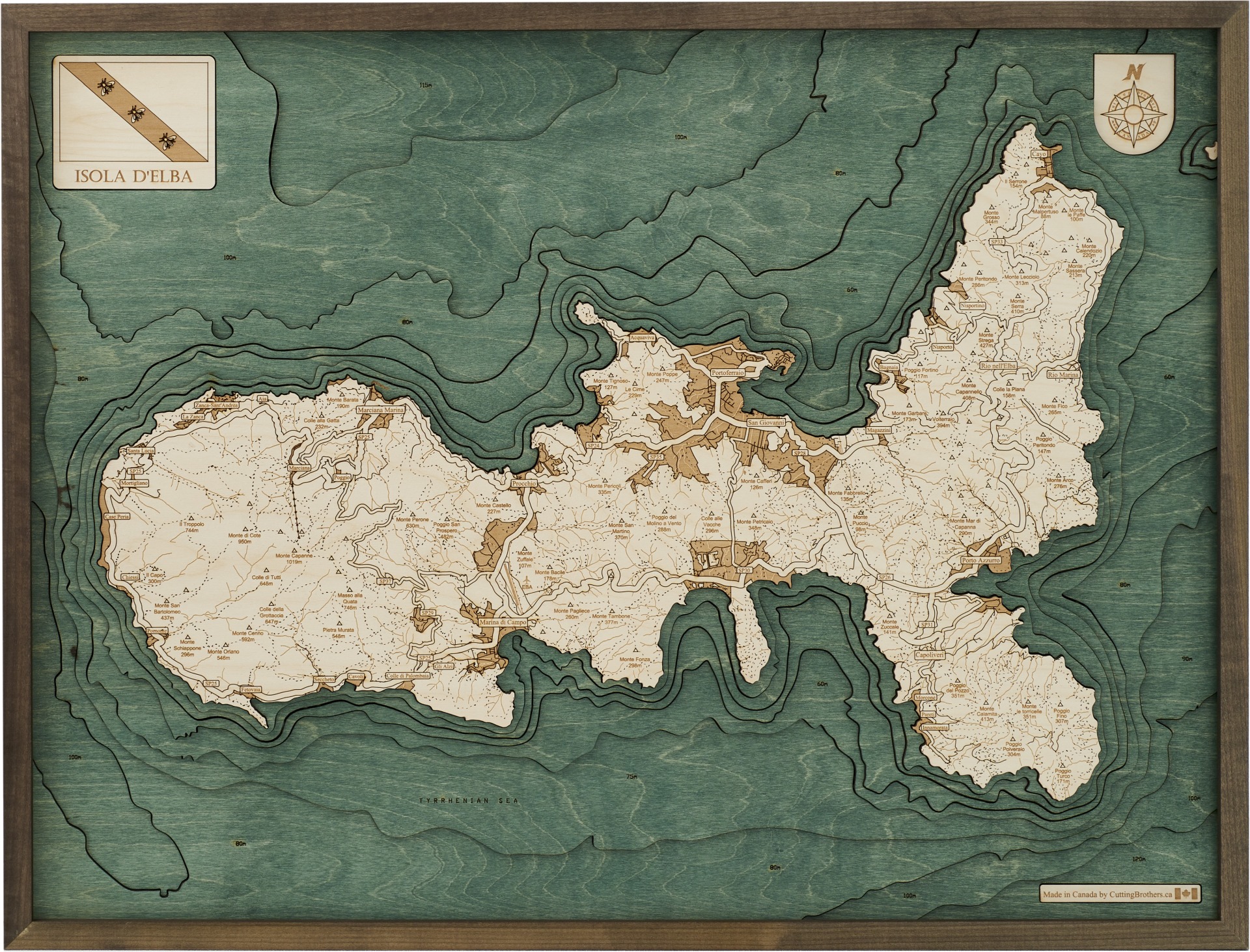 Cutting Brothers 3D Holz-Wandkarte Elba 81 x 61 moebelfaktor