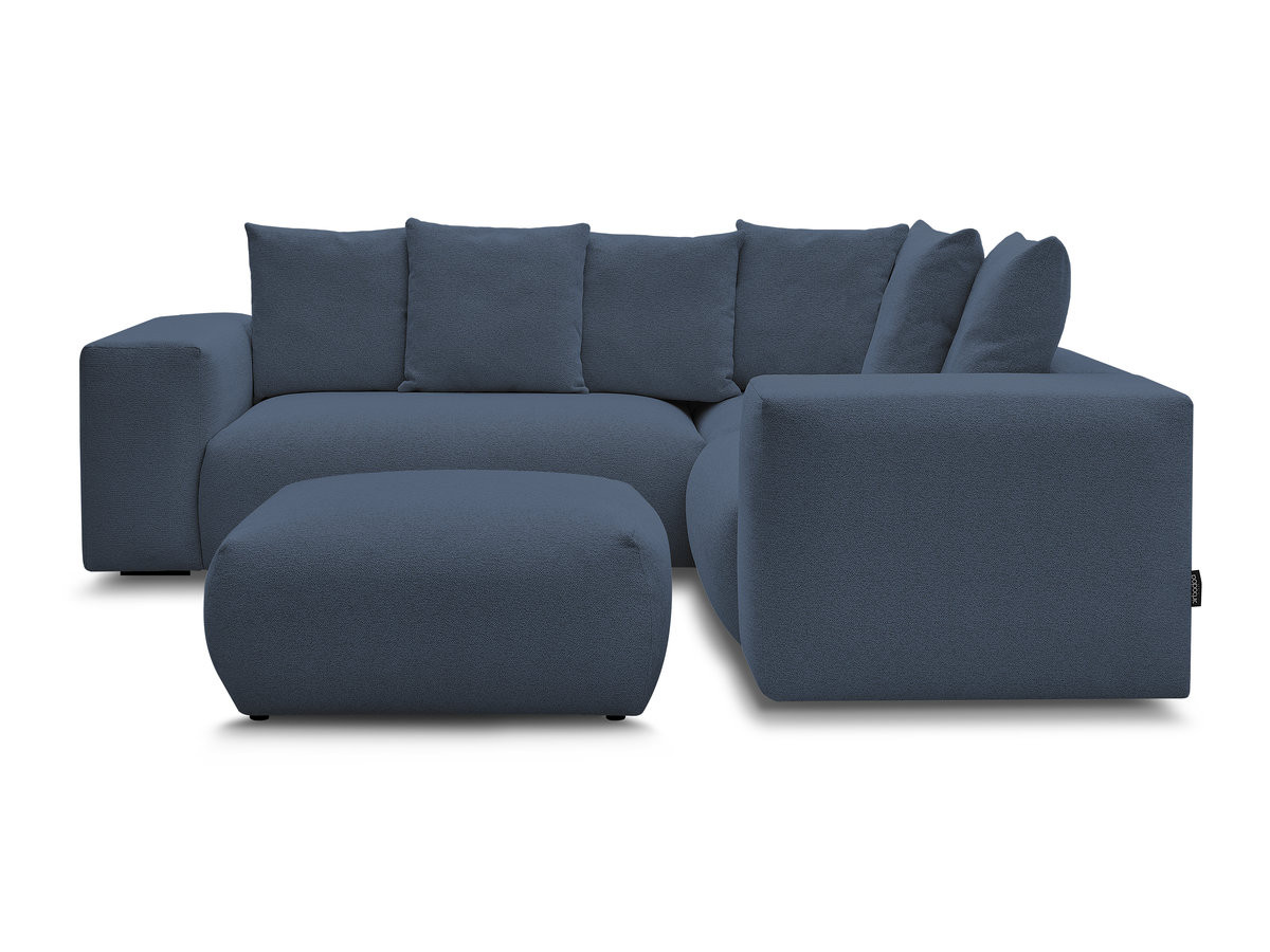 Bobochic Voltaire Ecksofa mit Pouf 268 × 214 cm Melange-Stoff Dunkelblau Ecke rechts