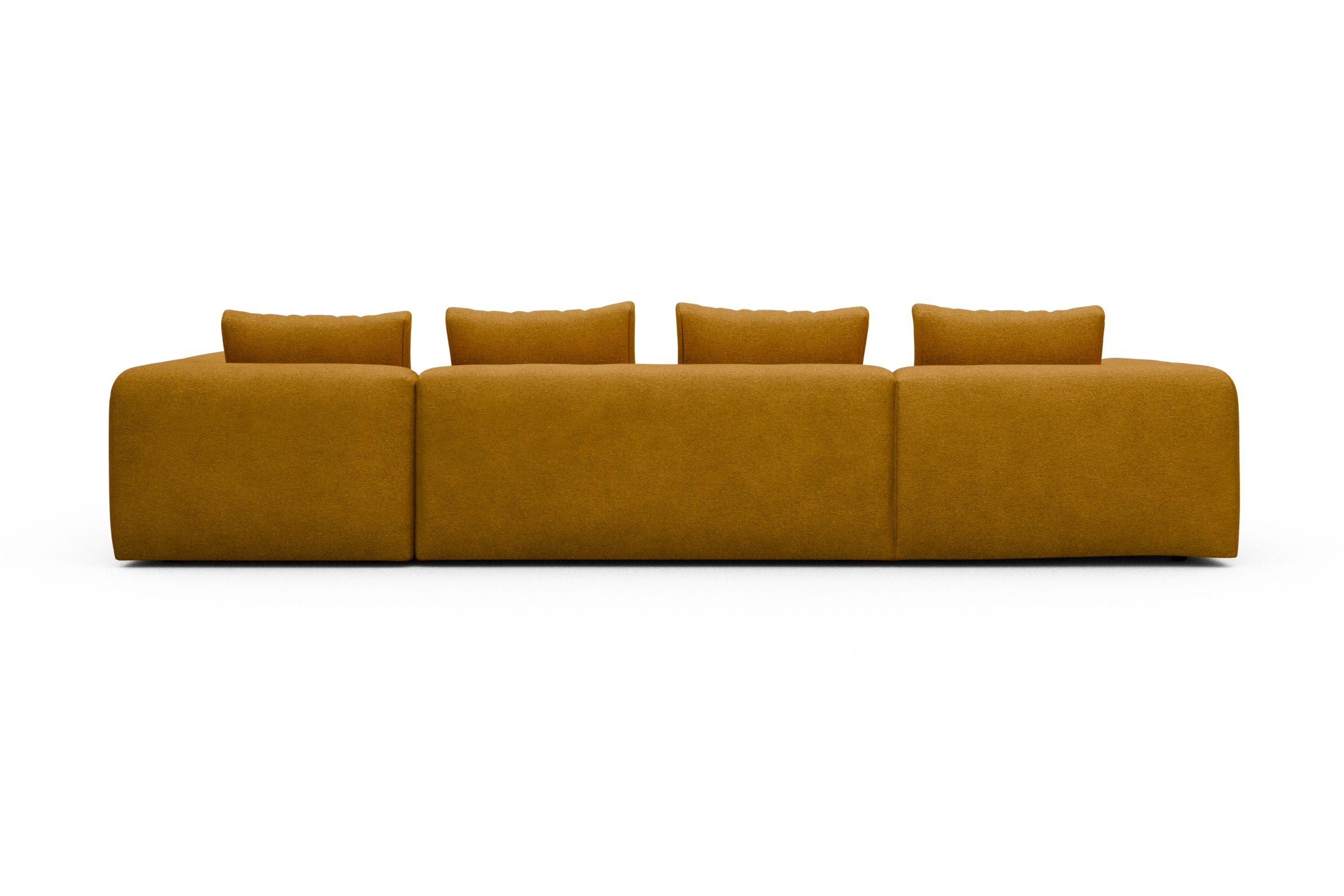 Wohnlandschaft Fred Chaiselongue links mit 2-Sitzer und lange Armlehne rechts Boucle-Ochre