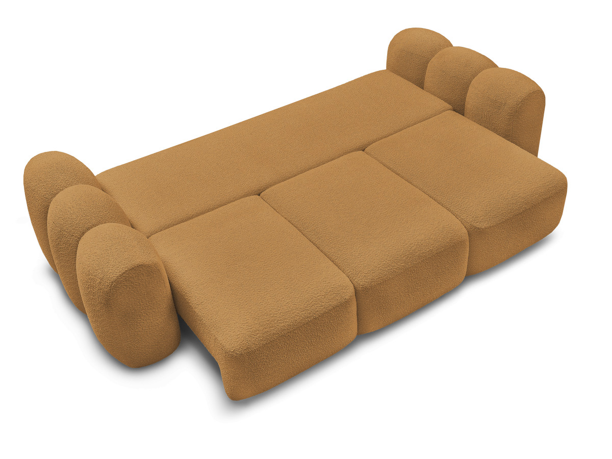 Bobochic Montaigne Schlafsofa 3-Sitzer mit Bettkasten Bouclé-Stoff Gelb
