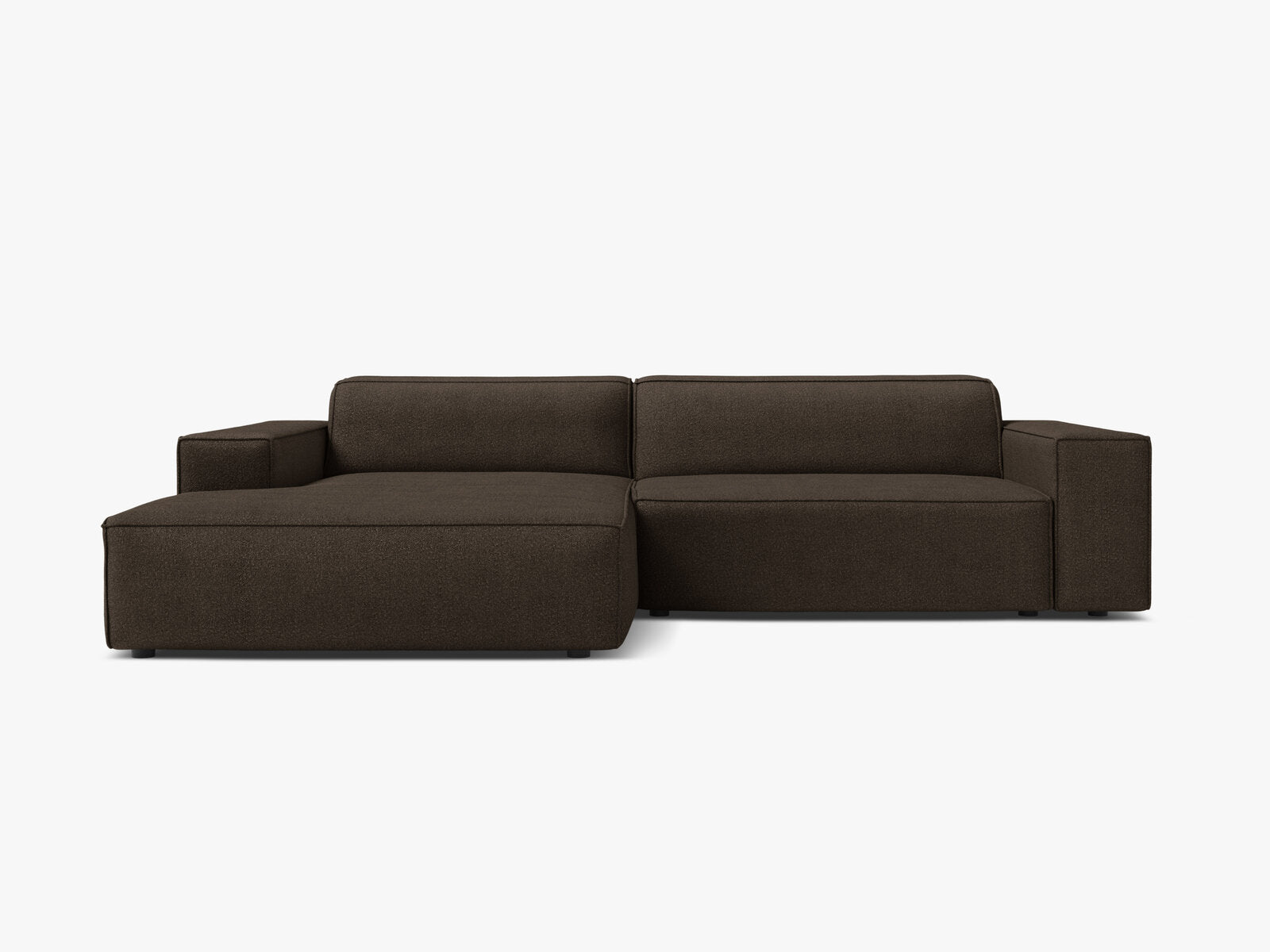 Micadoni Ecksofa Jodie 3-Sitzer Links Boucle Baloo Braun