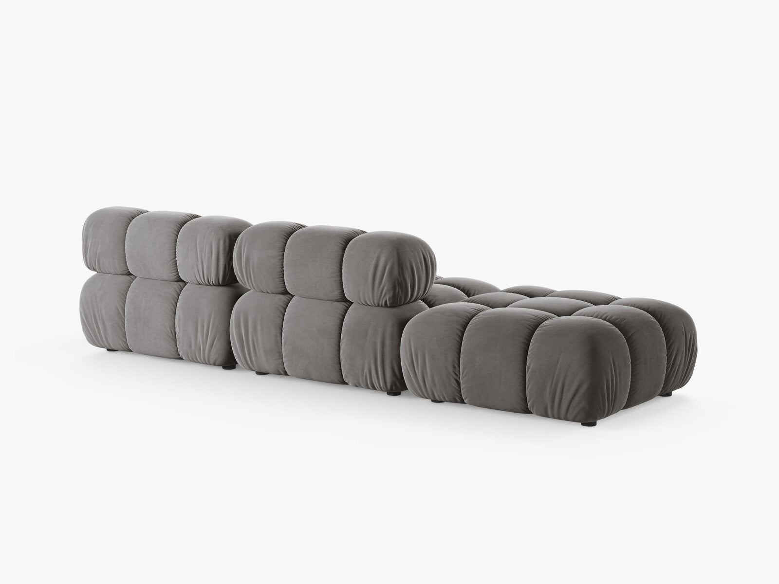 Micadoni Modulares Sofa Bellis 4-Sitzer Links Samt Bluvel Hellgrau