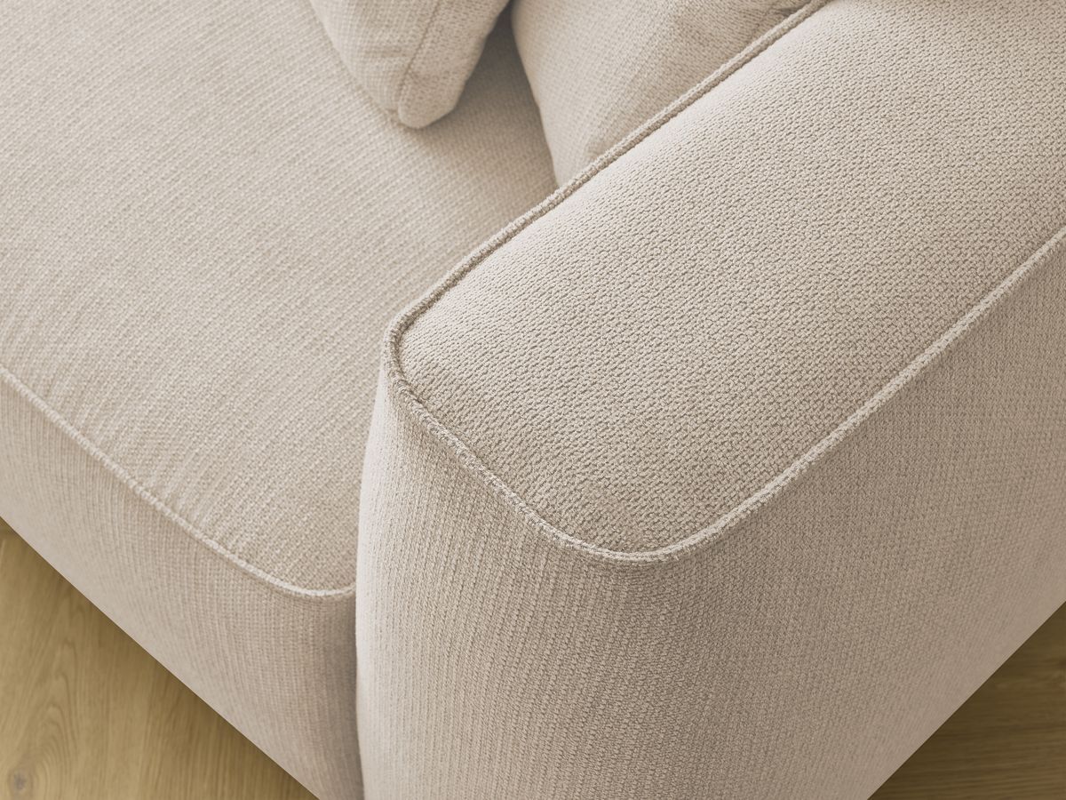 Bobochic Leopold Sofa 4-Sitzer mit Pouf Melange-Stoff Beige Armlehne rechts