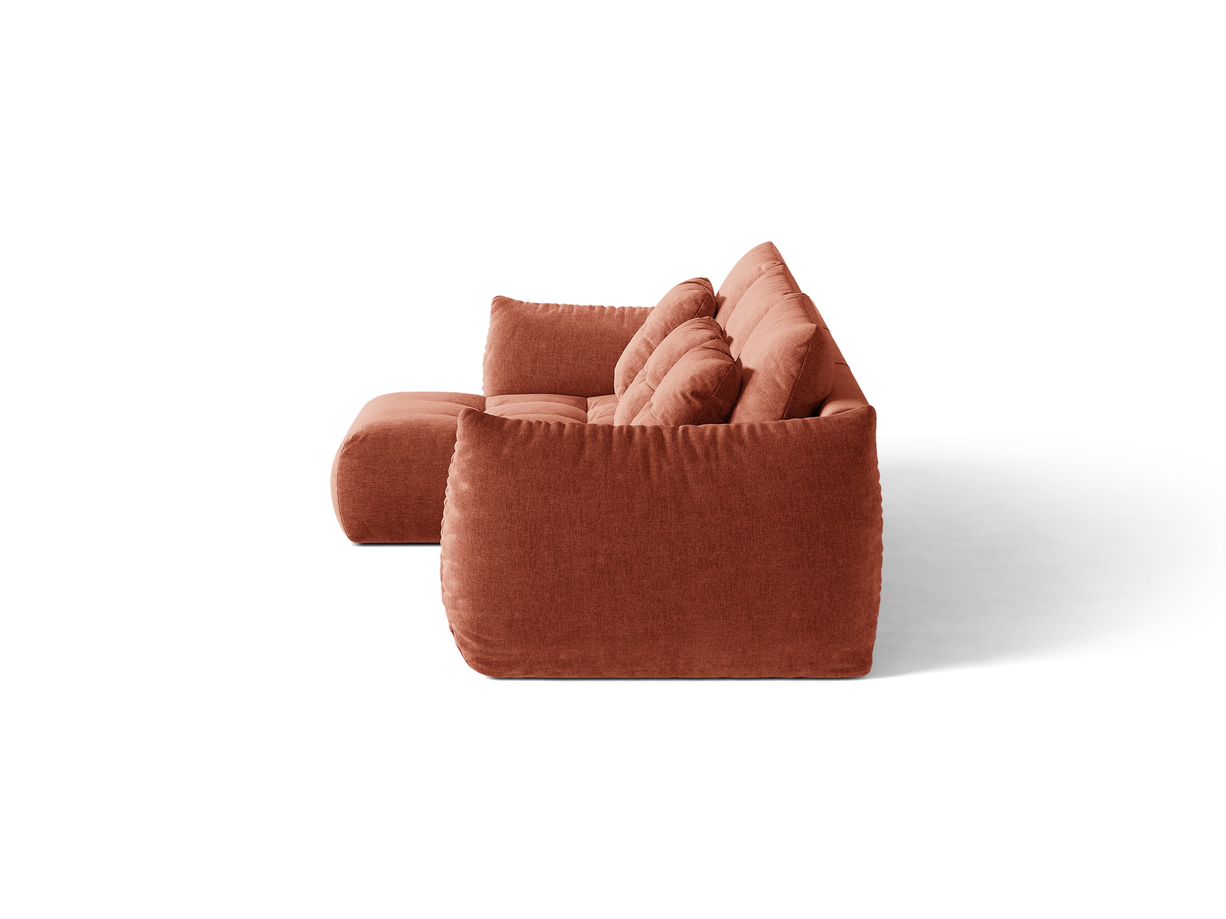Micadoni Bloom Ecksofa 6-Sitzer Links Strukturierter Stoff Wind Kastanienbraun