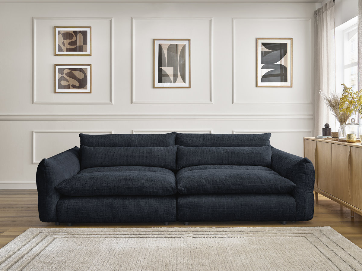 Bobochic Neil Sofa 3-Sitzer Strukturstoff Dunkelblau