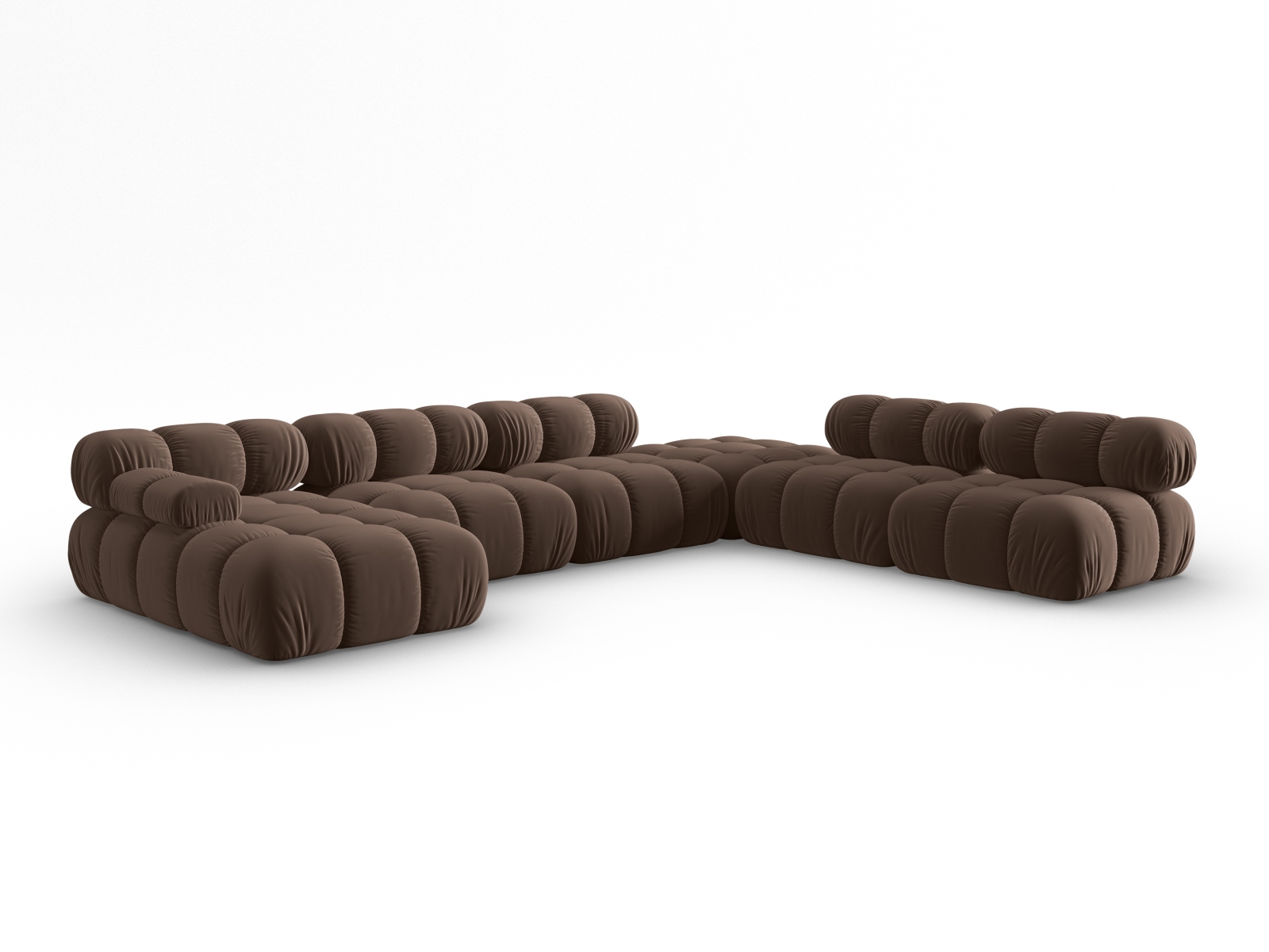 Micadoni Modulares Panorama Ecksofa Bellis 7-Sitzer Rechts Samt Bluvel Dunkelbraun