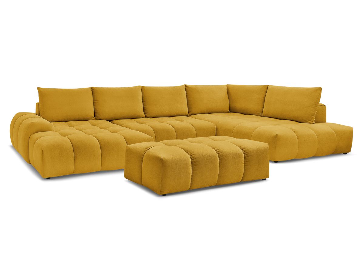 Bobochic Everest Wohnlandschaft mit Pouf, 6 Kissen Strukturstoff Gelb Ecke links
