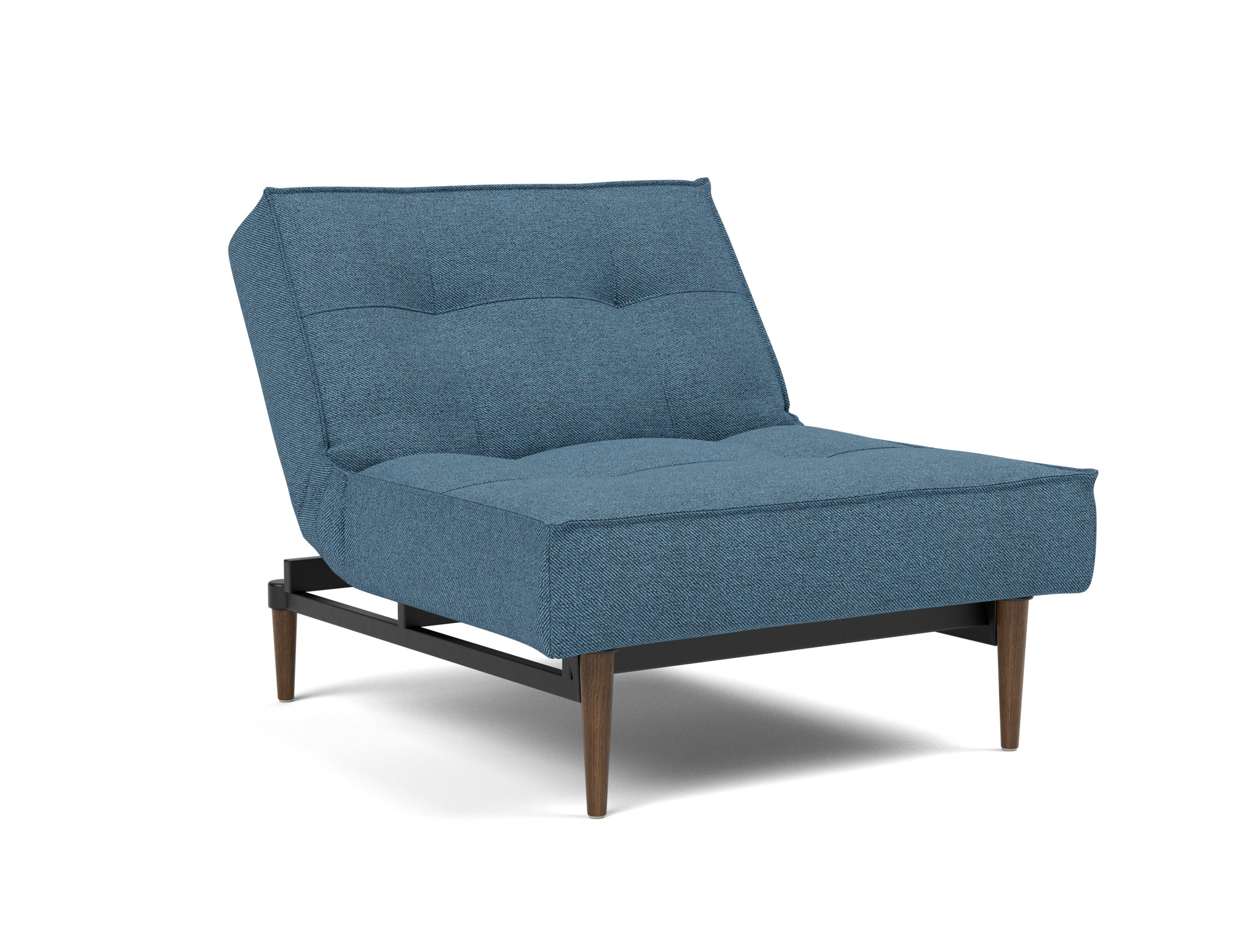 Sessel Splitback Strukturierter Stoff Weda 302-Weda-Blue Beine Styletto Eiche dunkel