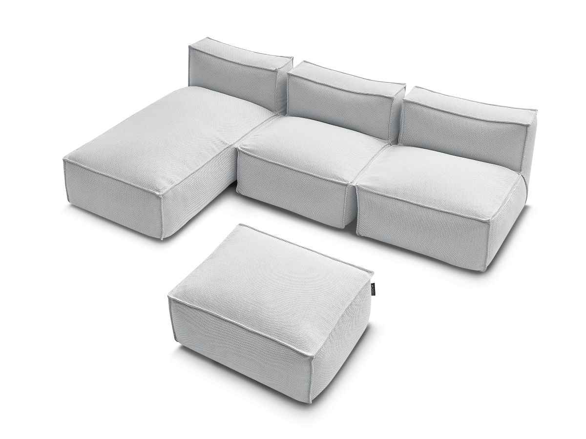 Bobochic Biarritz Gartensofa 4-Sitzer mit Pouf 252 × 168 cm Melange-Stoff Grau