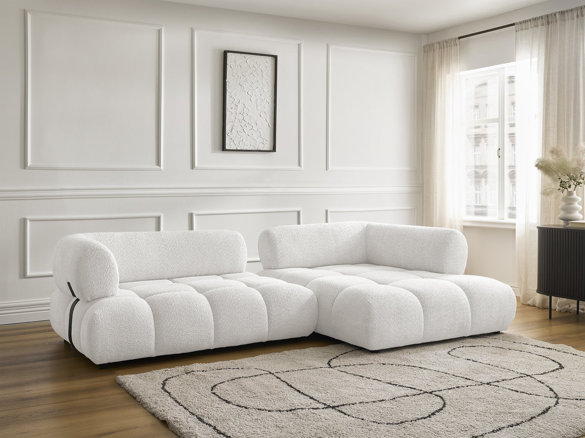 Bobochic Alya Ecksofa Bouclé-Stoff Weiß Ecke rechts