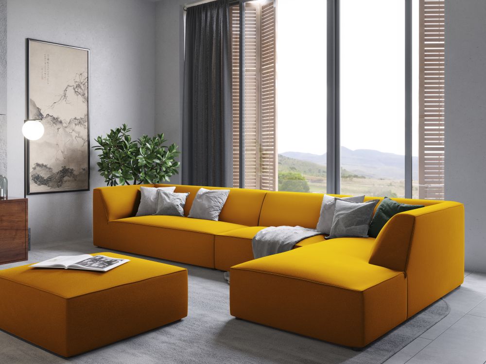 Cosmopolitan Design Ecksofa Siena 5-Sitzer Samt Salvador Gelb Rechts