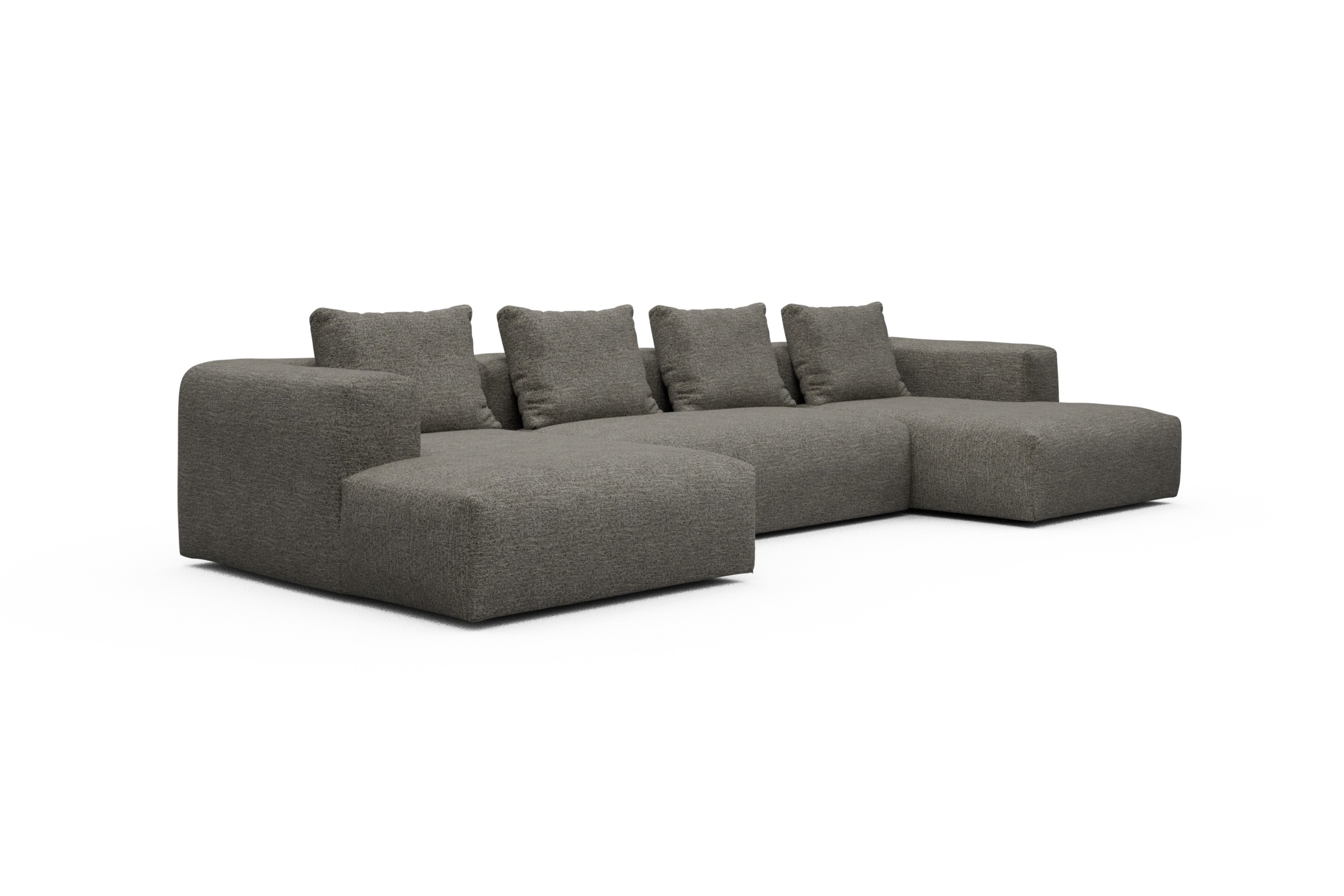 Wohnlandschaft Fred mit 2-Sitzer und Chaiselongue beidseitig Carreno-Sepie-Brown
