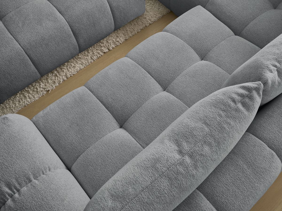 Bobochic Everest Ecksofa mit Schlaffunktion und Bettkasten und Pouf 320 × 212 cm, 5 Kissen Melange-Stoff Dunkelgrau Ecke links