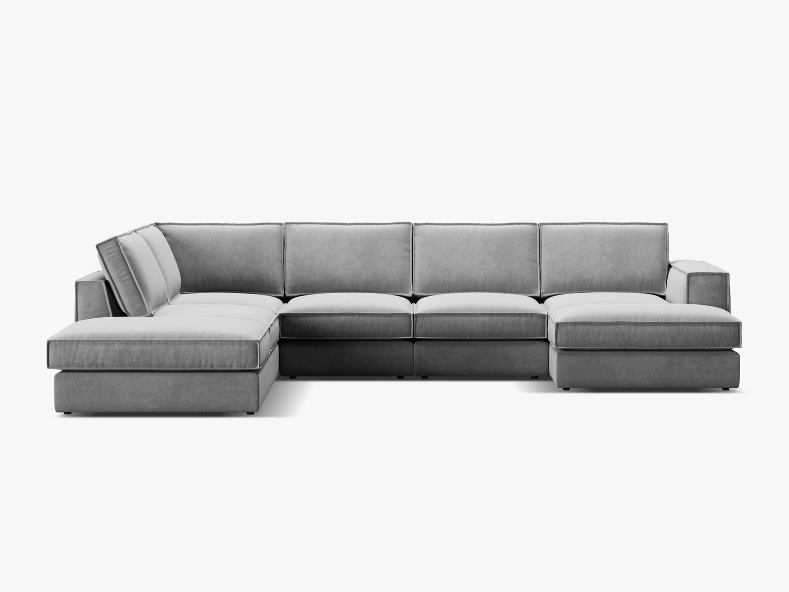 Micadoni modulares Panorama Ecksofa Pola 5-Sitzer Links Samt Salvador Grau