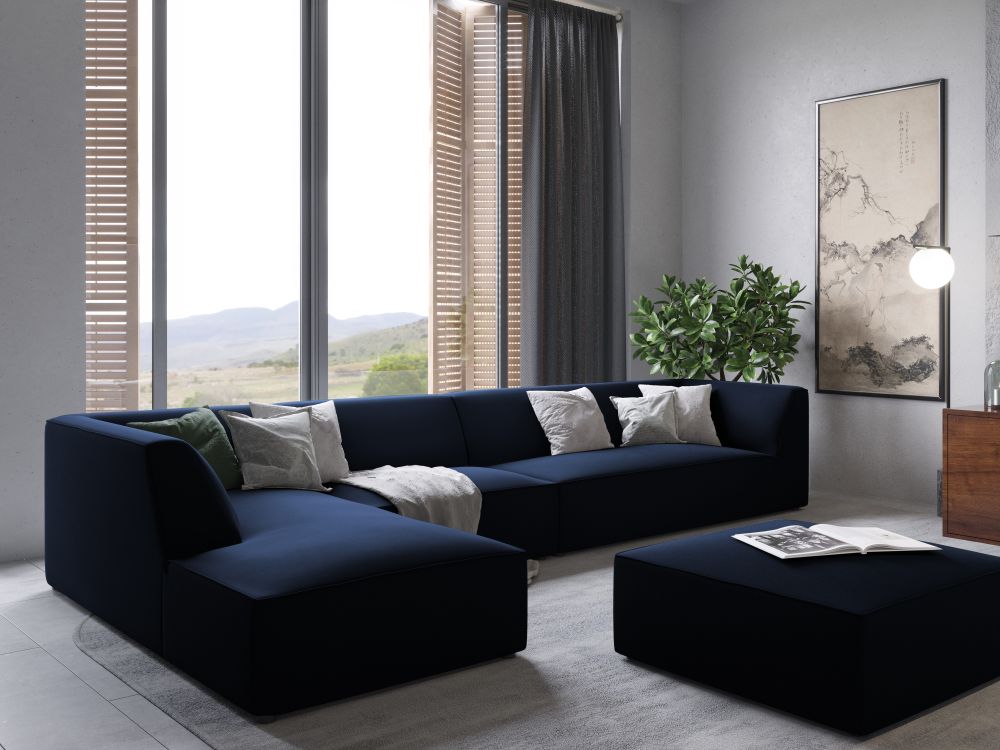 Cosmopolitan Design Ecksofa Siena 5-Sitzer Samt Salvador Königsblau Links