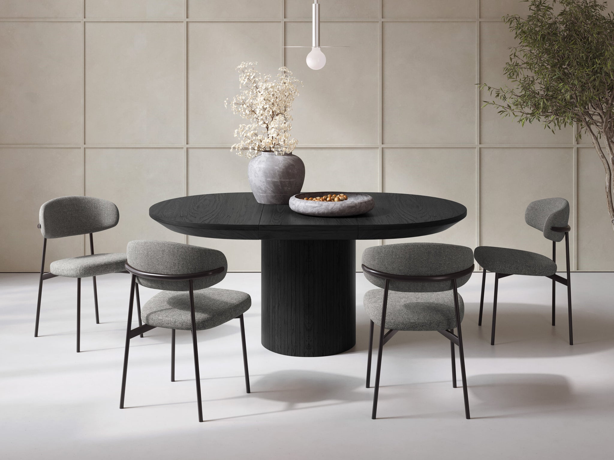 Micadoni 6-Sitzer Tisch Nicole Holz Schwarzes Eichenfurnier und schwarze Eiche