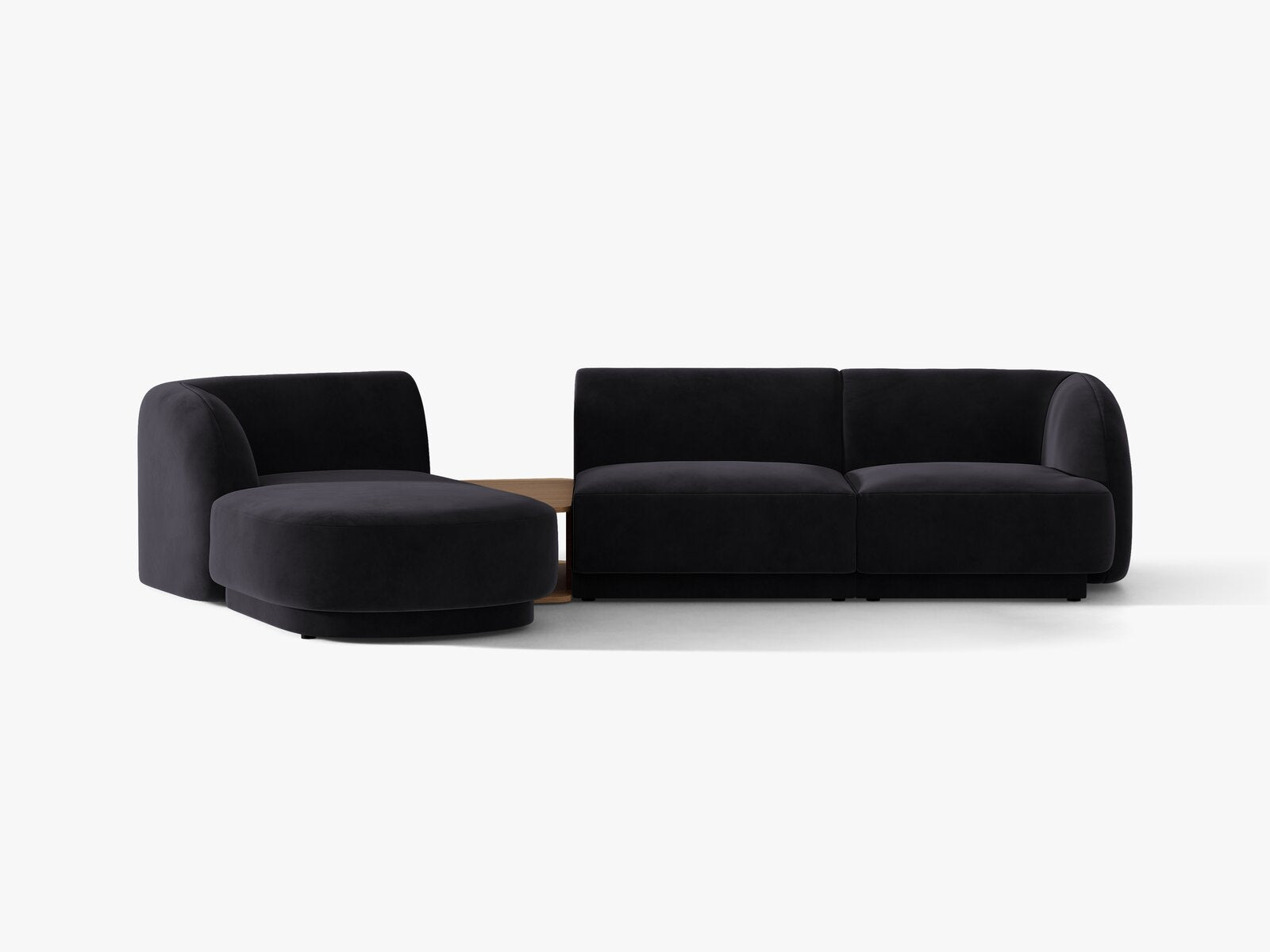 Micadoni Modulares Sofa Miley mit Recamiere 3-Sitzer Links Samt Venus Schwarz