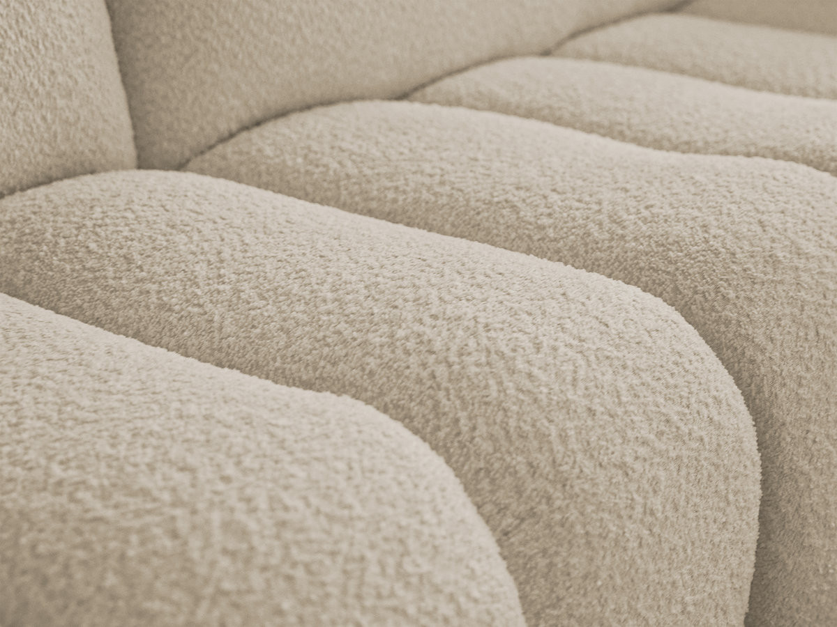 Bobochic Azra Sofa 4-Sitzer mit Pouf Bouclé-Stoff Beige