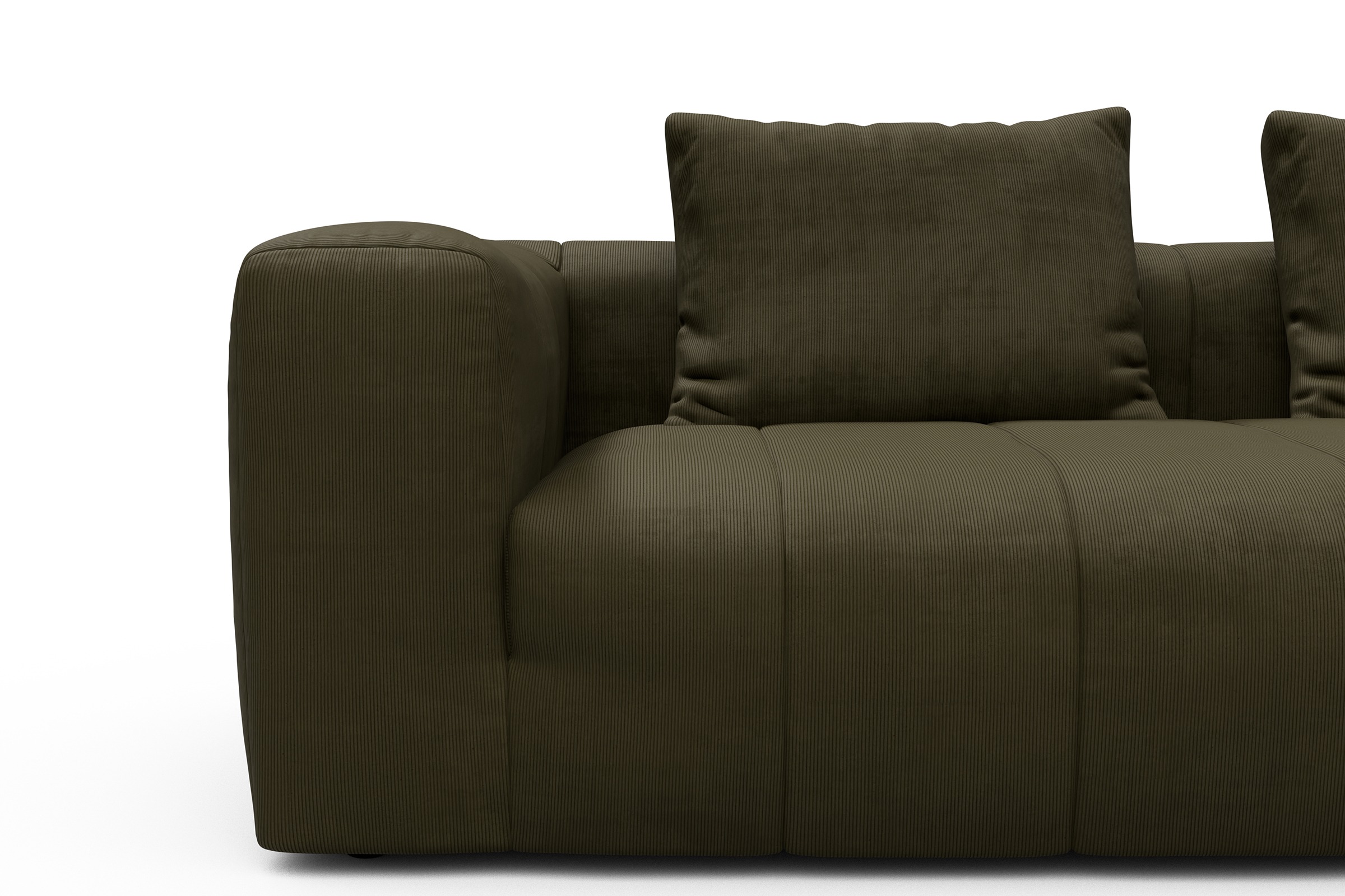 Ecksofa Hugo 2x 2,5-Sitzer Armlehne links Cordufine-Pine-Green