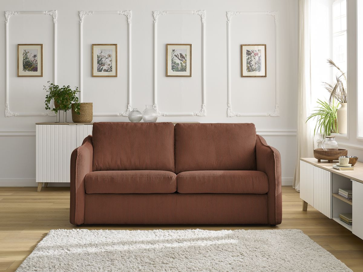 Bobochic Lenny Schlafsofa 3-Sitzer Cordsamt Orange