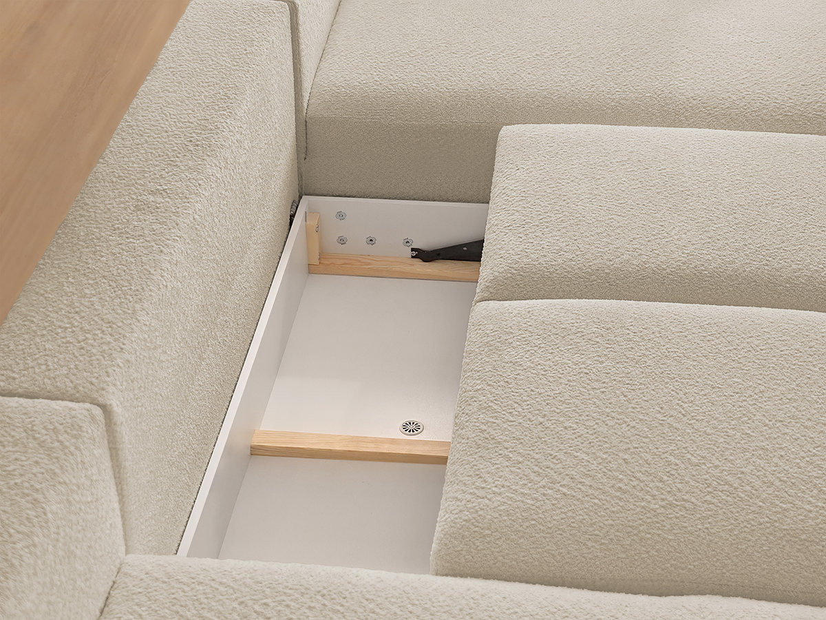 Bobochic Montaigne Wohnlandschaft Bouclé-Stoff Beige Ecke rechts