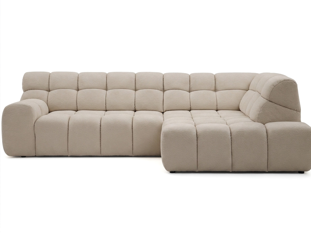Bobochic Andre Ecksofa mit Schlaffunktion Chenille Beige Ecke rechts