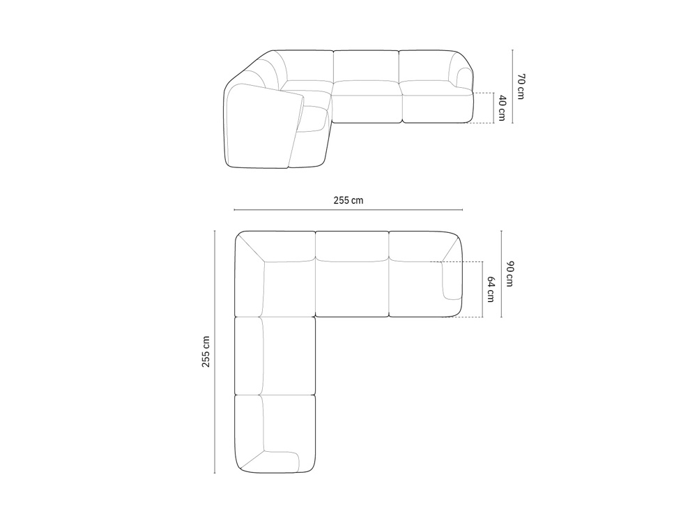Cosmopolitan Design Symmetrisches Ecksofa Campi 6-Sitzer Kord Lincoln D Terrakotta
