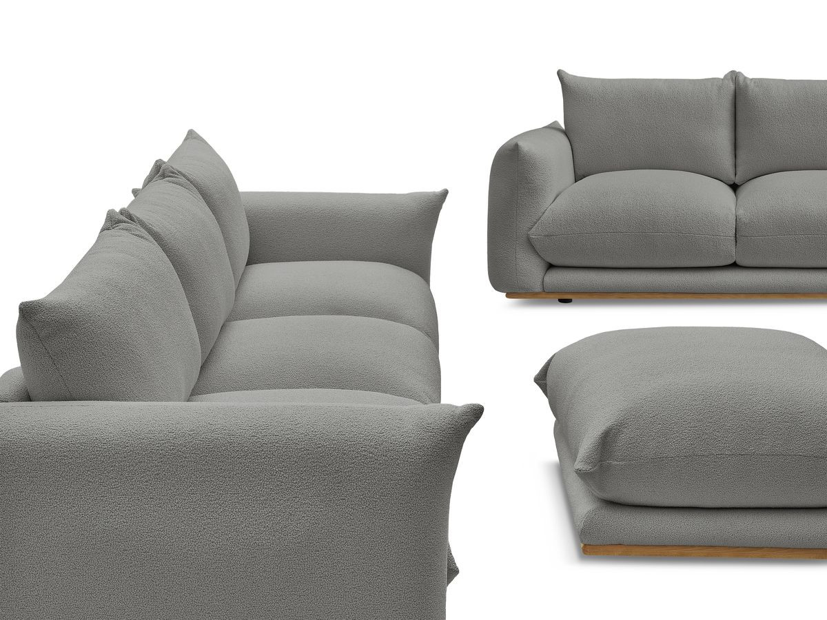 Bobochic Ernest Sofa 5-Sitzer mit Pouf Bouclé-Stoff Dunkelgrau
