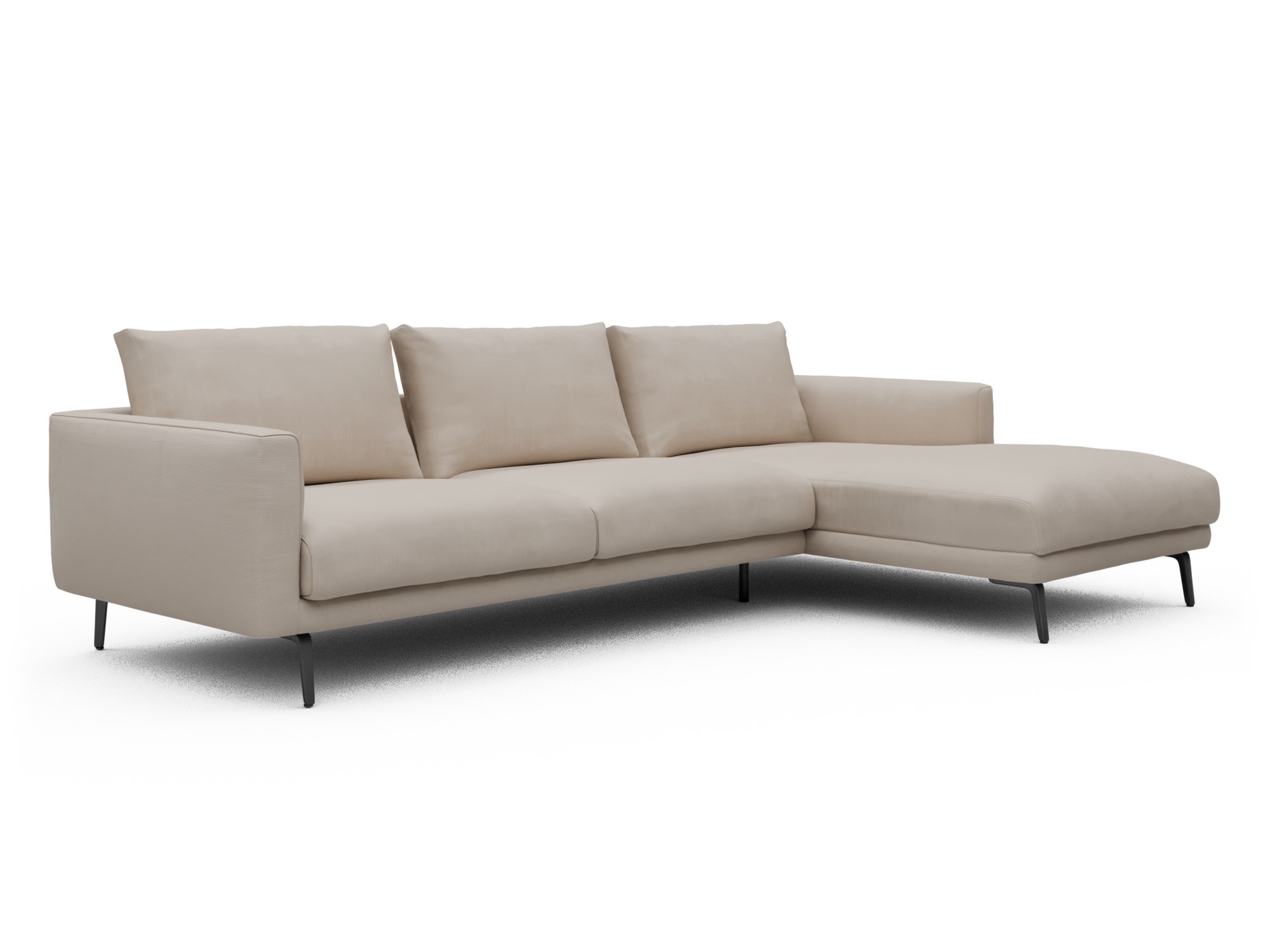 Skandi Home Ecksofa Karl Chaiselongue rechts mit 2,5-Sitzer Cordufine-Off-White moebelfaktor