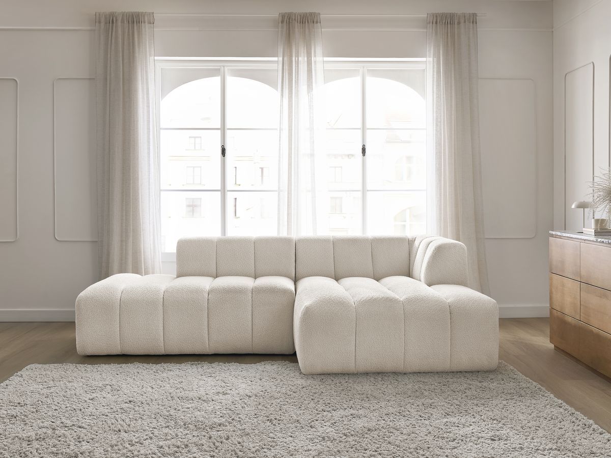 Bobochic Annecy Ecksofa Bouclé-Stoff Weiß Ecke rechts