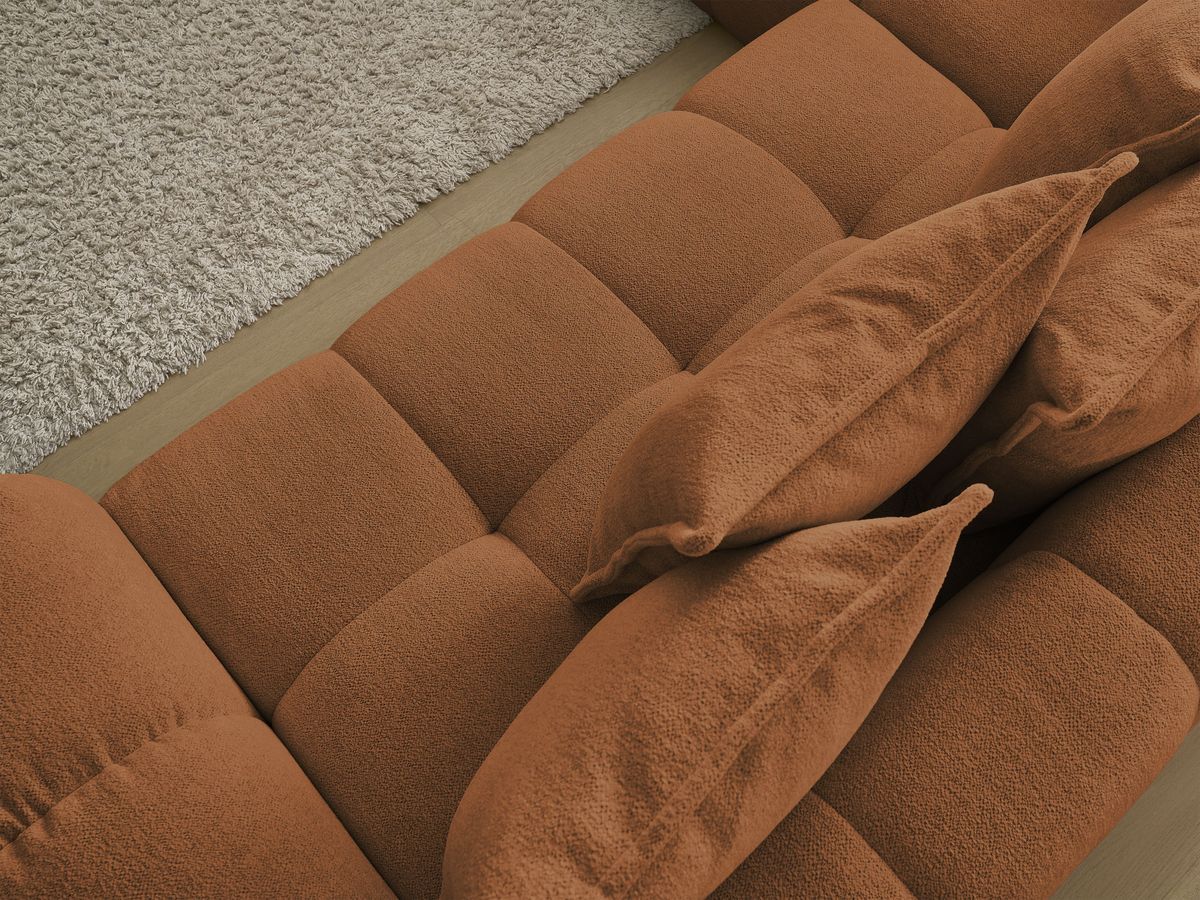 Bobochic Everest Ecksofa mit Schlaffunktion und Bettkasten 320 × 212 cm, 10 Kissen Melange-Stoff Orange Ecke links