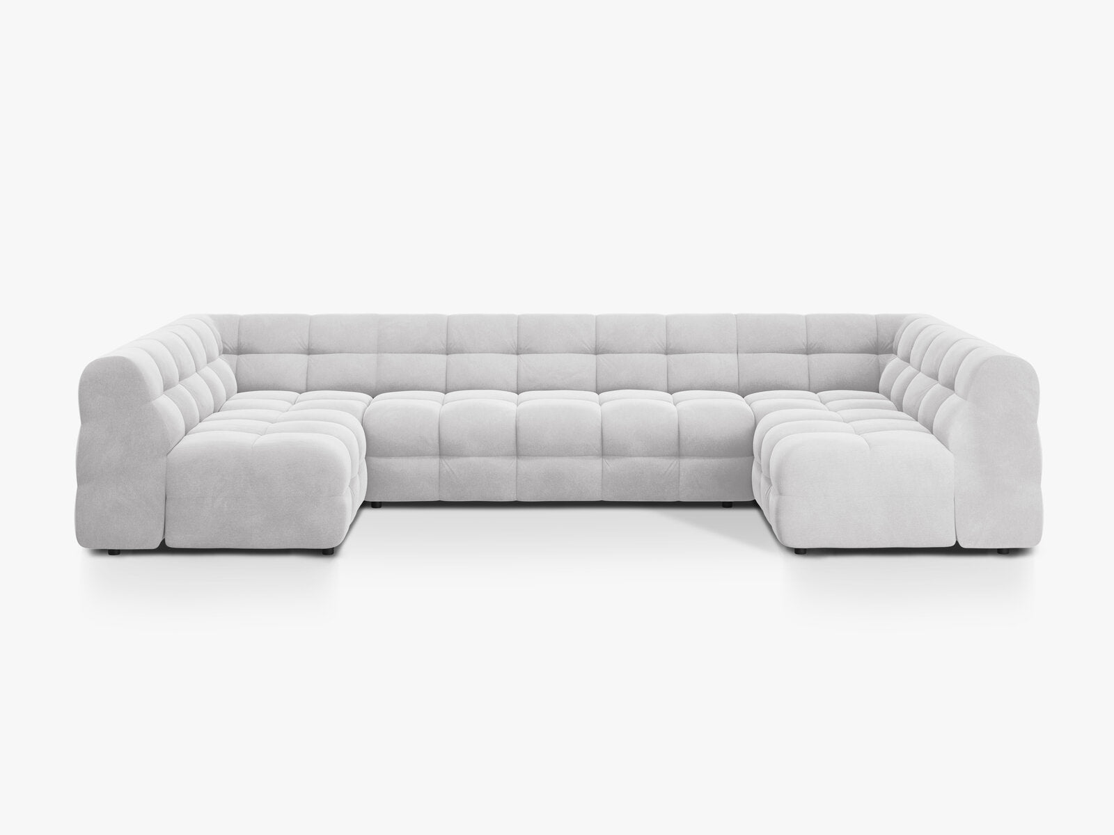 Micadoni Panorama-Sofa Kendal 7-Sitzer Samt Magic Velvet Hellgrau
