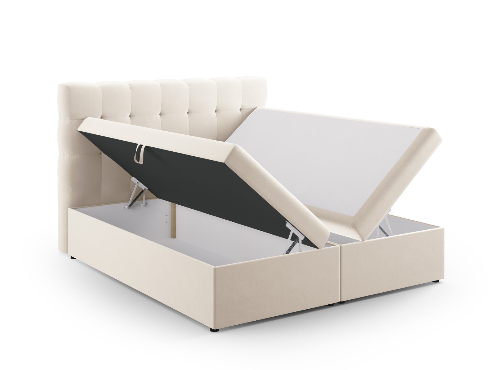 Cosmopolitan Design Boxspringbett Bali 140x200 Samt Bluvel Helles Beige