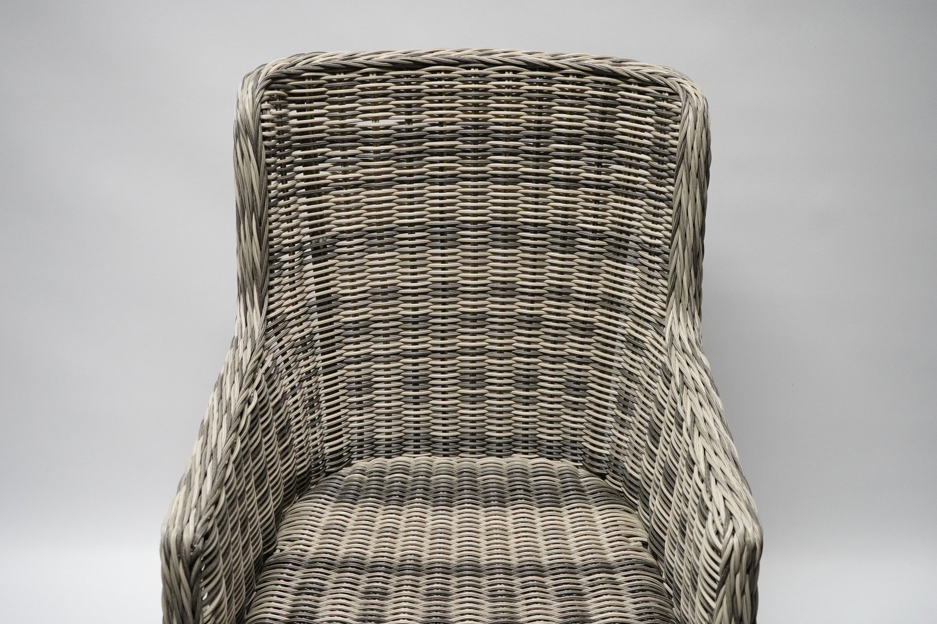 Gartensessel Set Miranda - 2er Set Polyrattan Grey Mix mit grauen Sitzkissen