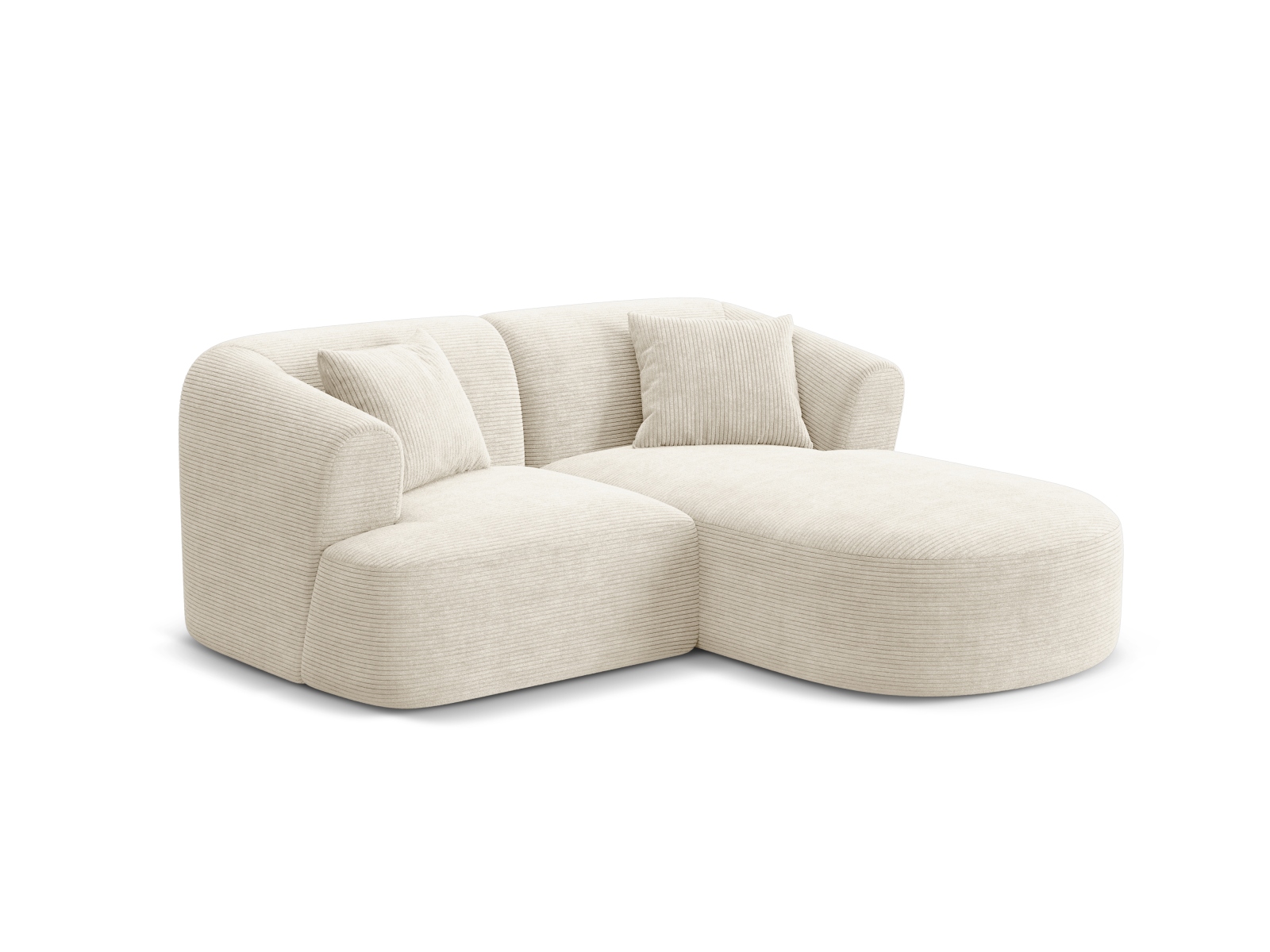 Cosmopolitan Design Ecksofa Campi 3-Sitzer Kord Lincoln D Helles Beige Rechts