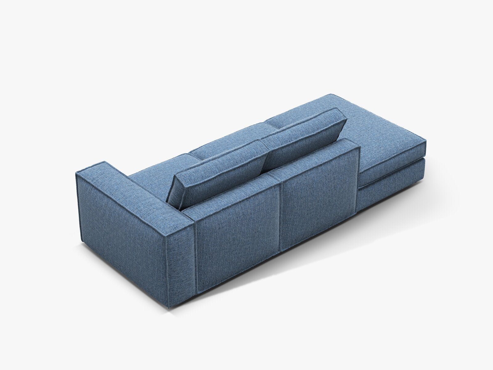 Micadoni modulares offenes Sofa Pola 3-Sitzer Links Strukturierter Stoff Babel Dunkelblau